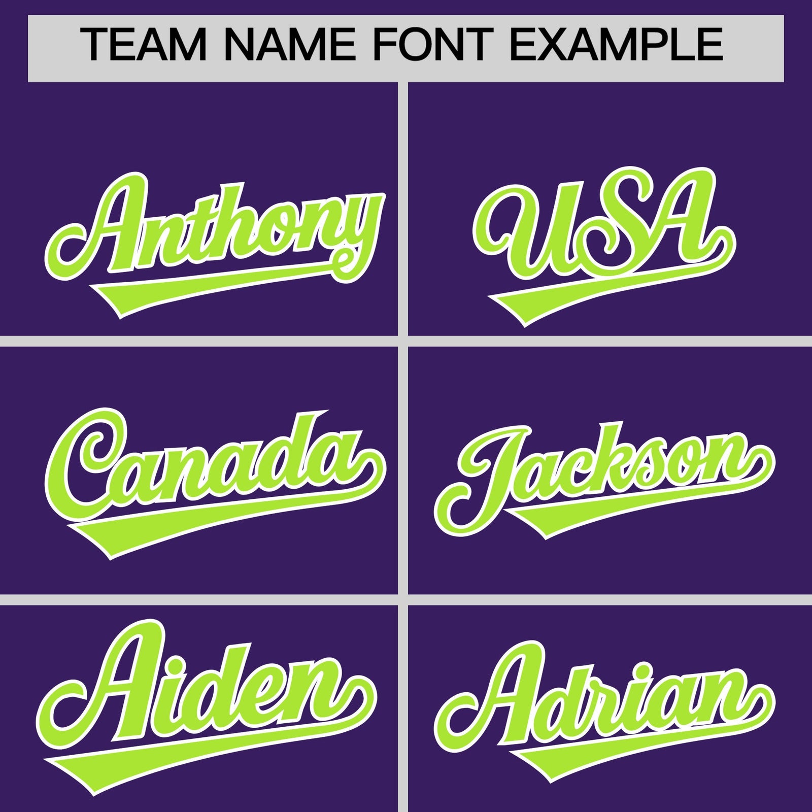 Personalised coach jacket team name lettering and font examples - Style 2 | KXKSHOP