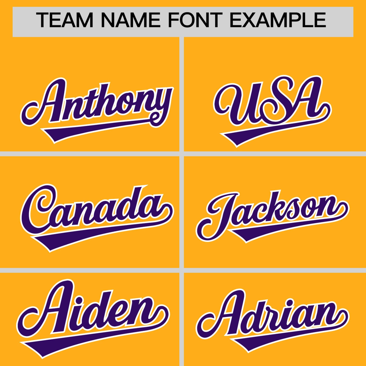 Personalised coach jacket team name lettering and font examples - Style 2 | KXKSHOP