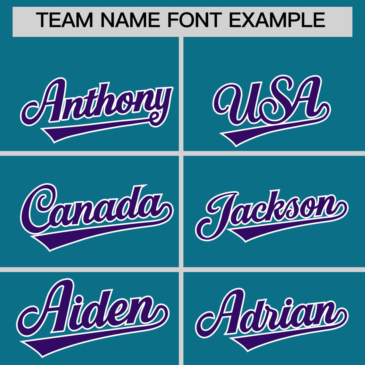 Personalised coach jacket team name lettering and font examples - Style 2 | KXKSHOP