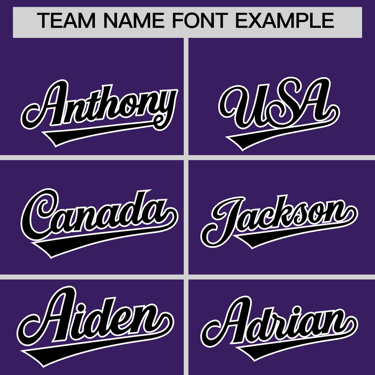 Personalised coach jacket team name lettering and font examples - Style 2 | KXKSHOP