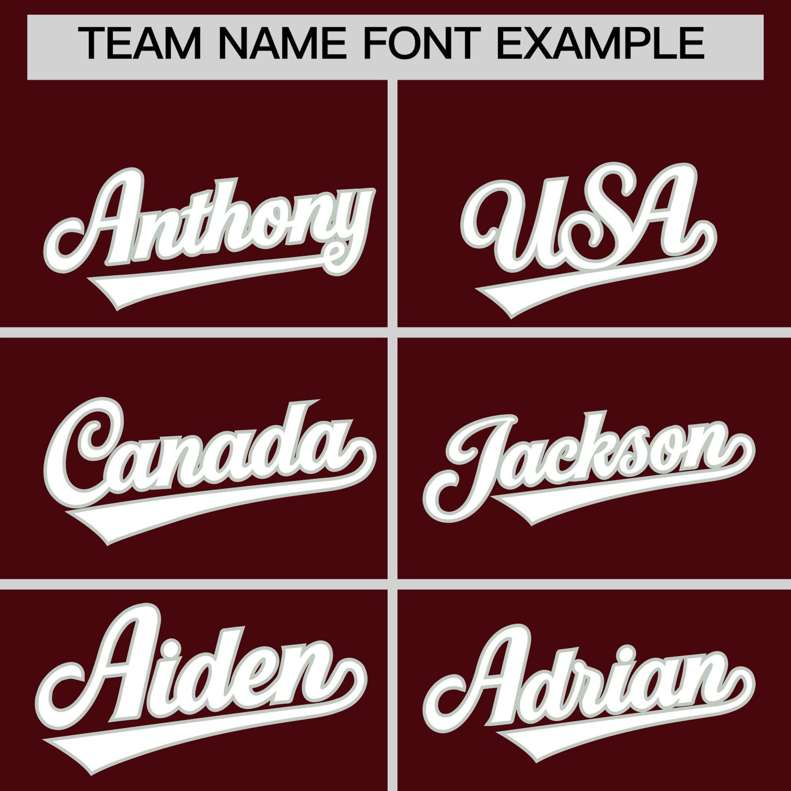 Personalised coach jacket team name lettering and font examples - Style 2 | KXKSHOP