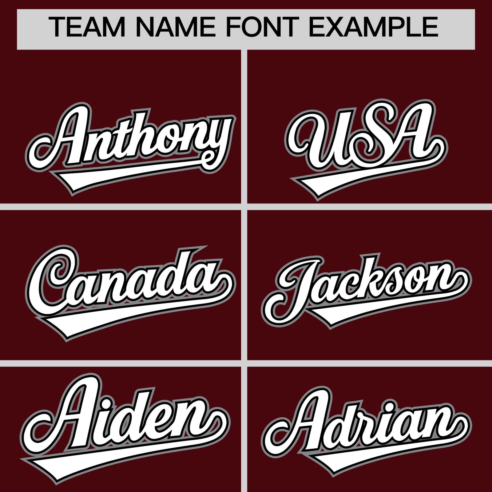 Personalised coach jacket team name lettering and font examples - Style 2 | KXKSHOP