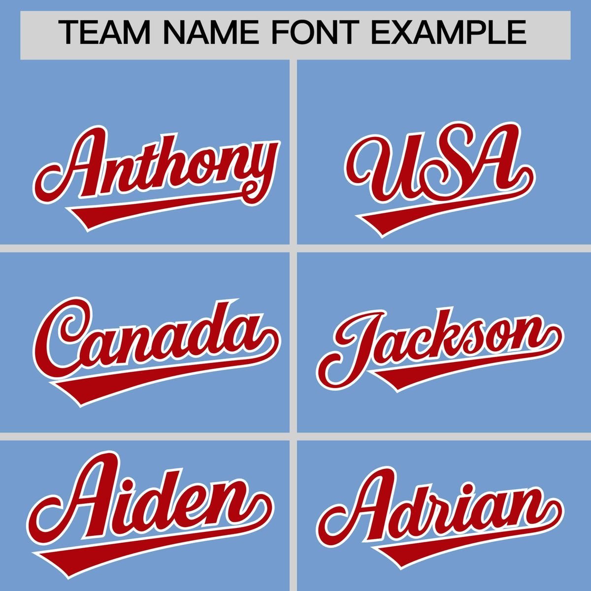 Personalised coach jacket team name lettering and font examples - Style 2 | KXKSHOP