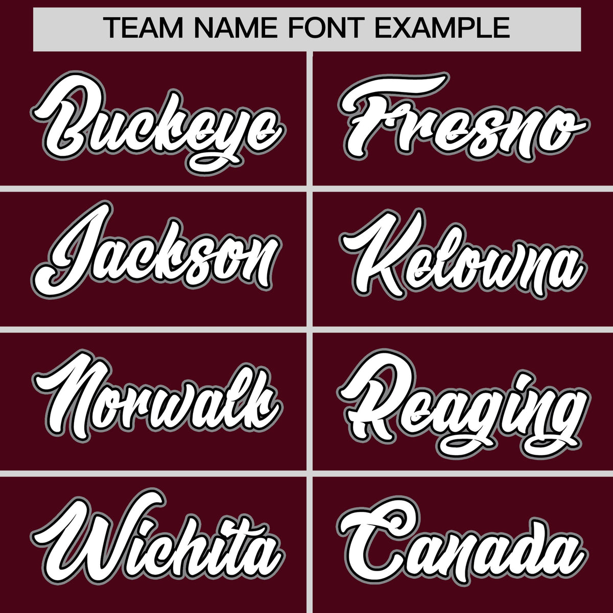 Personalised coach jacket team name lettering and font examples - Style 3 | KXKSHOP