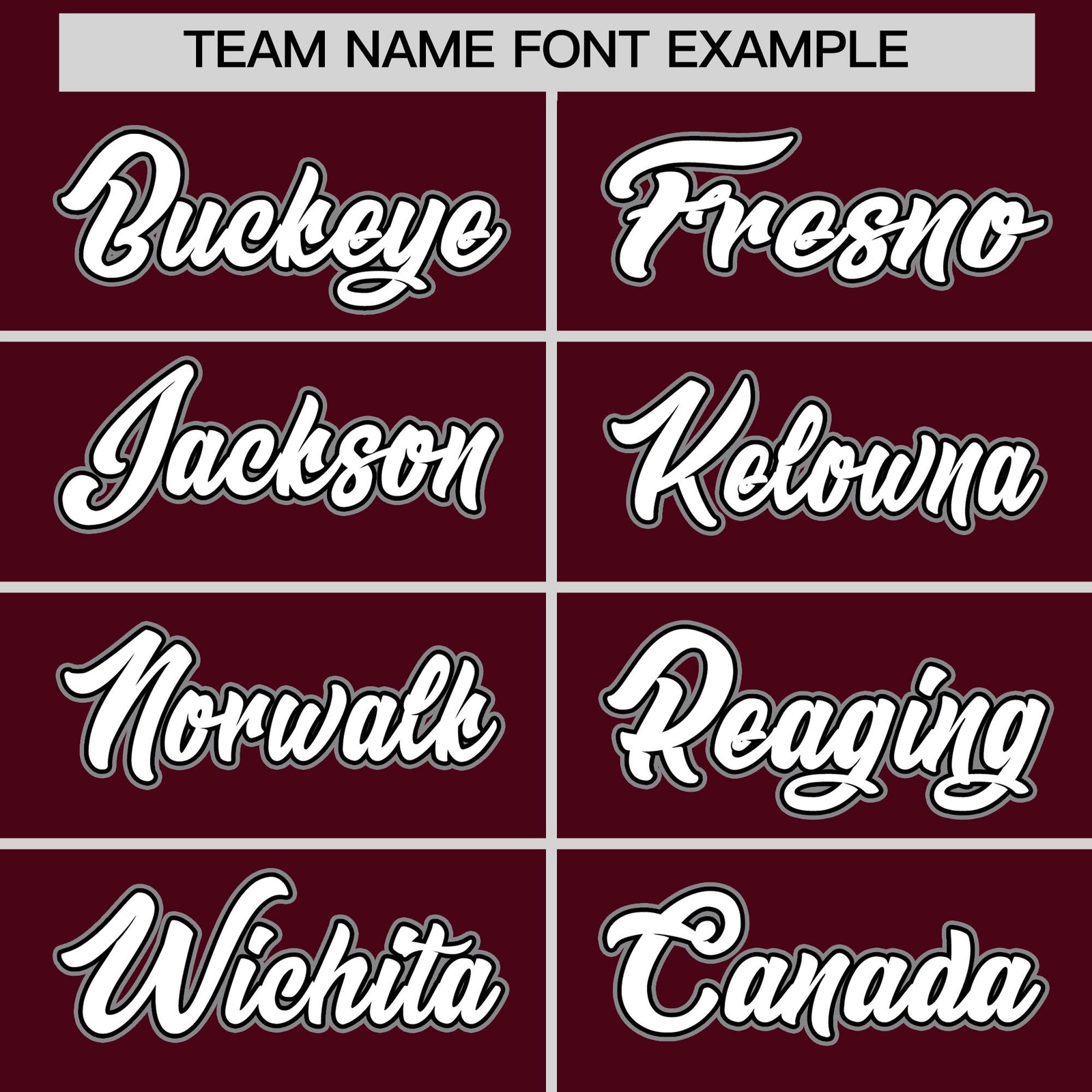 Personalised coach jacket team name lettering and font examples - Style 3 | KXKSHOP