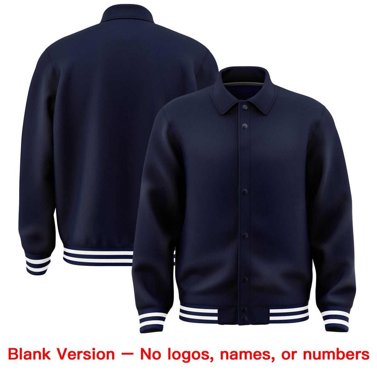 Custom Navy, Crimson, White collared coach jacket blank template - no names or numbers - Style 3 | KXKSHOP