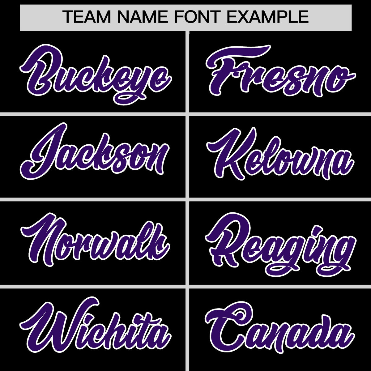 Personalised coach jacket team name lettering and font examples - Style 3 | KXKSHOP