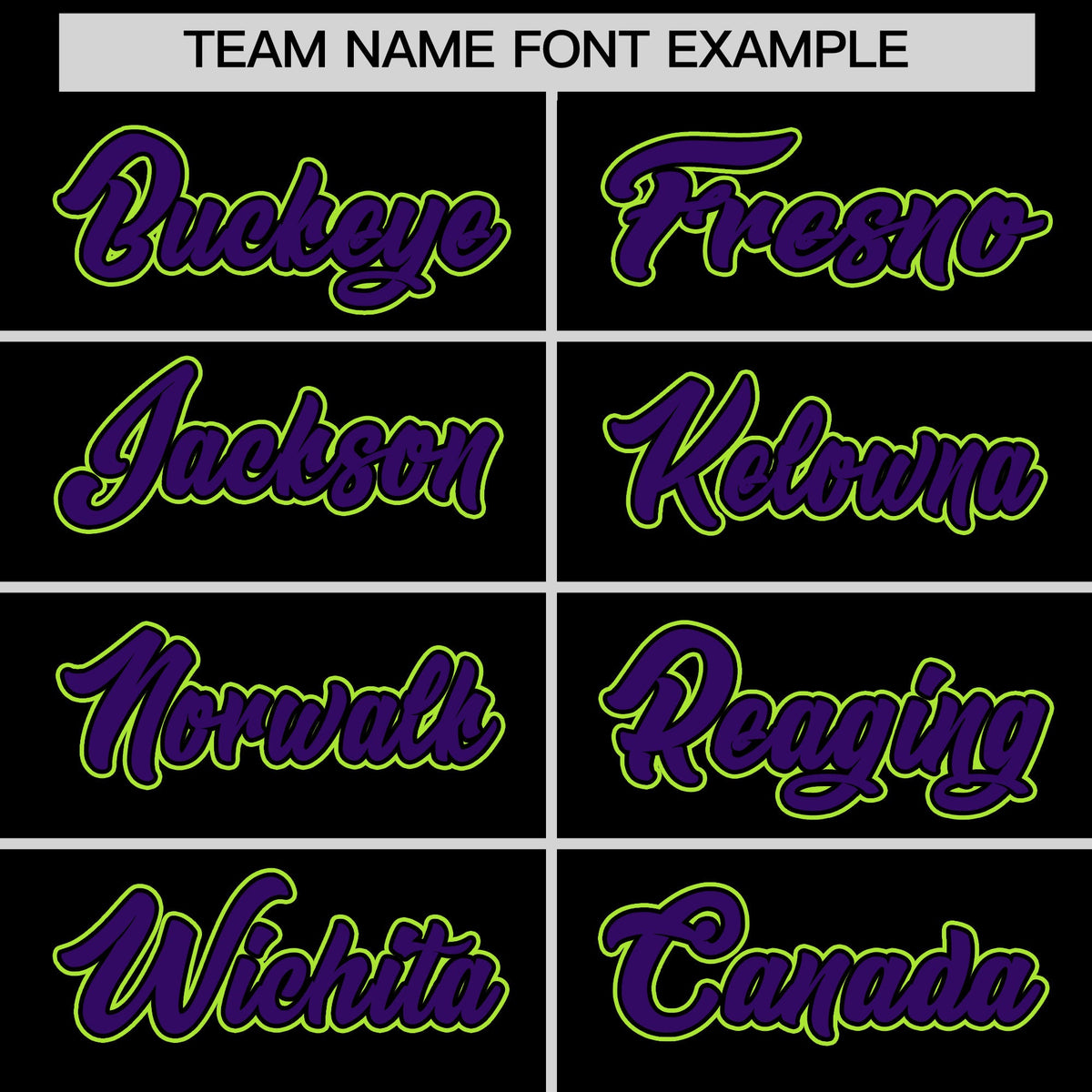 Personalised coach jacket team name lettering and font examples - Style 3 | KXKSHOP