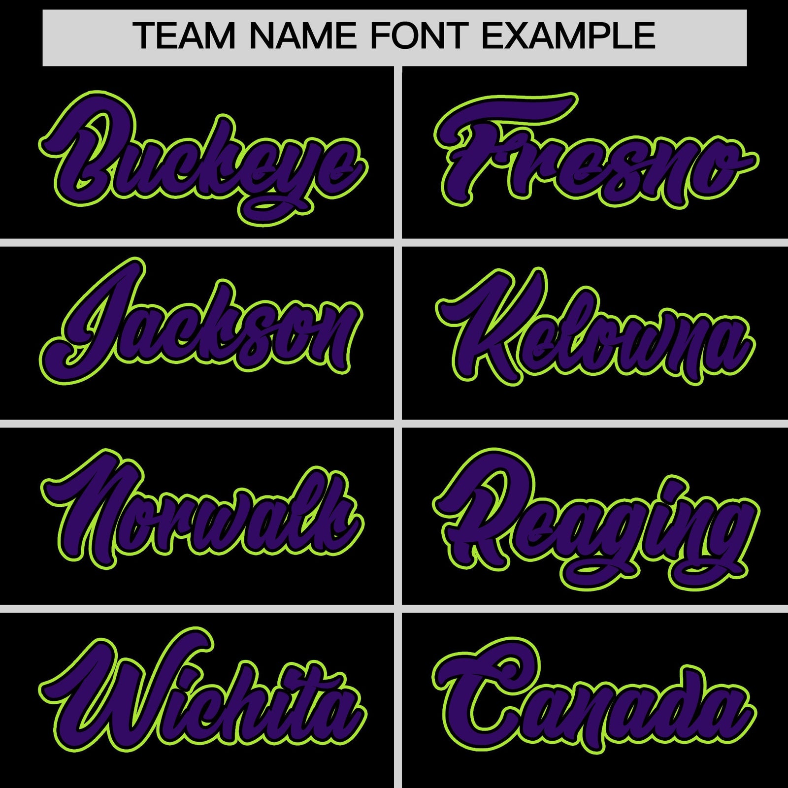 Personalised coach jacket team name lettering and font examples - Style 3 | KXKSHOP