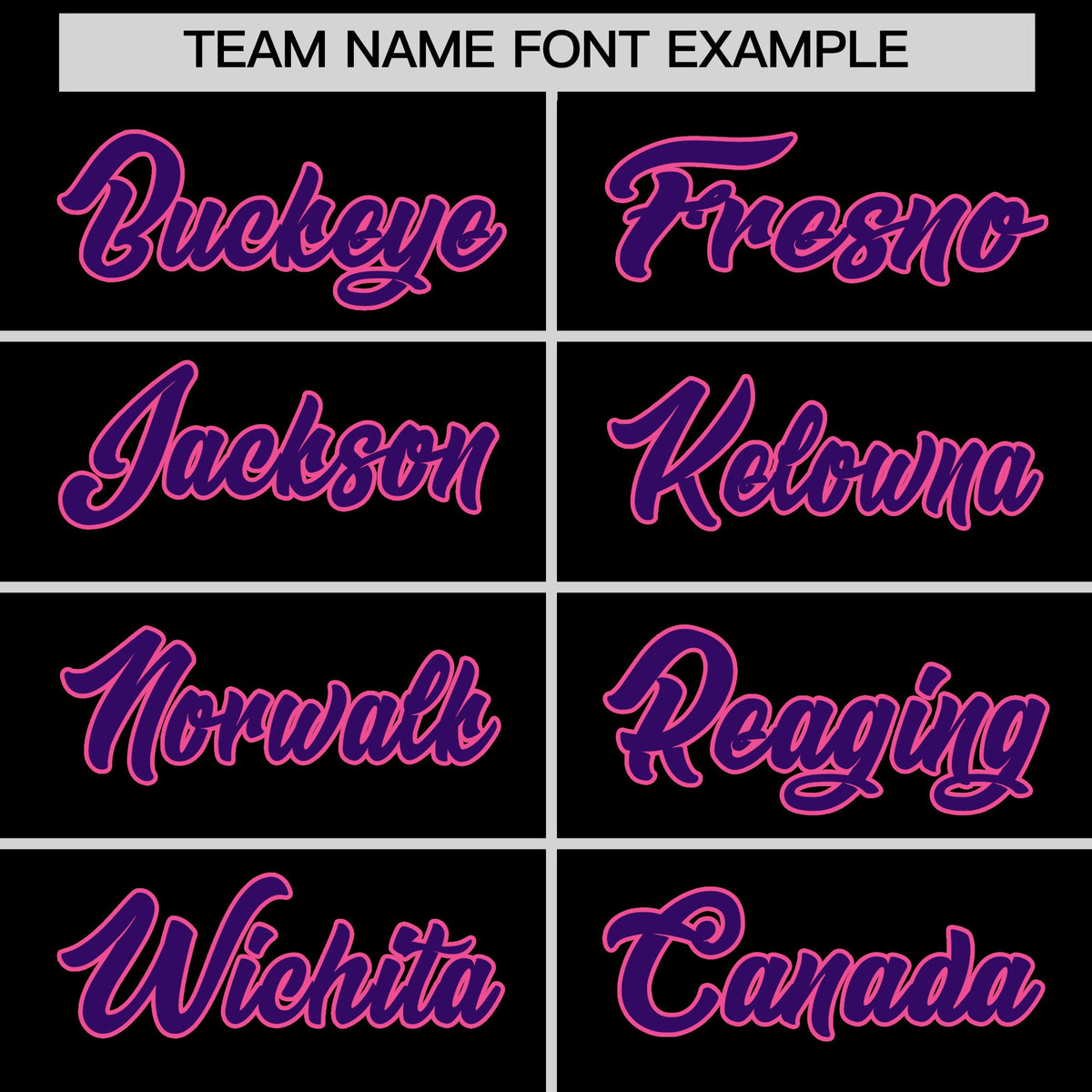 Personalised coach jacket team name lettering and font examples - Style 3 | KXKSHOP