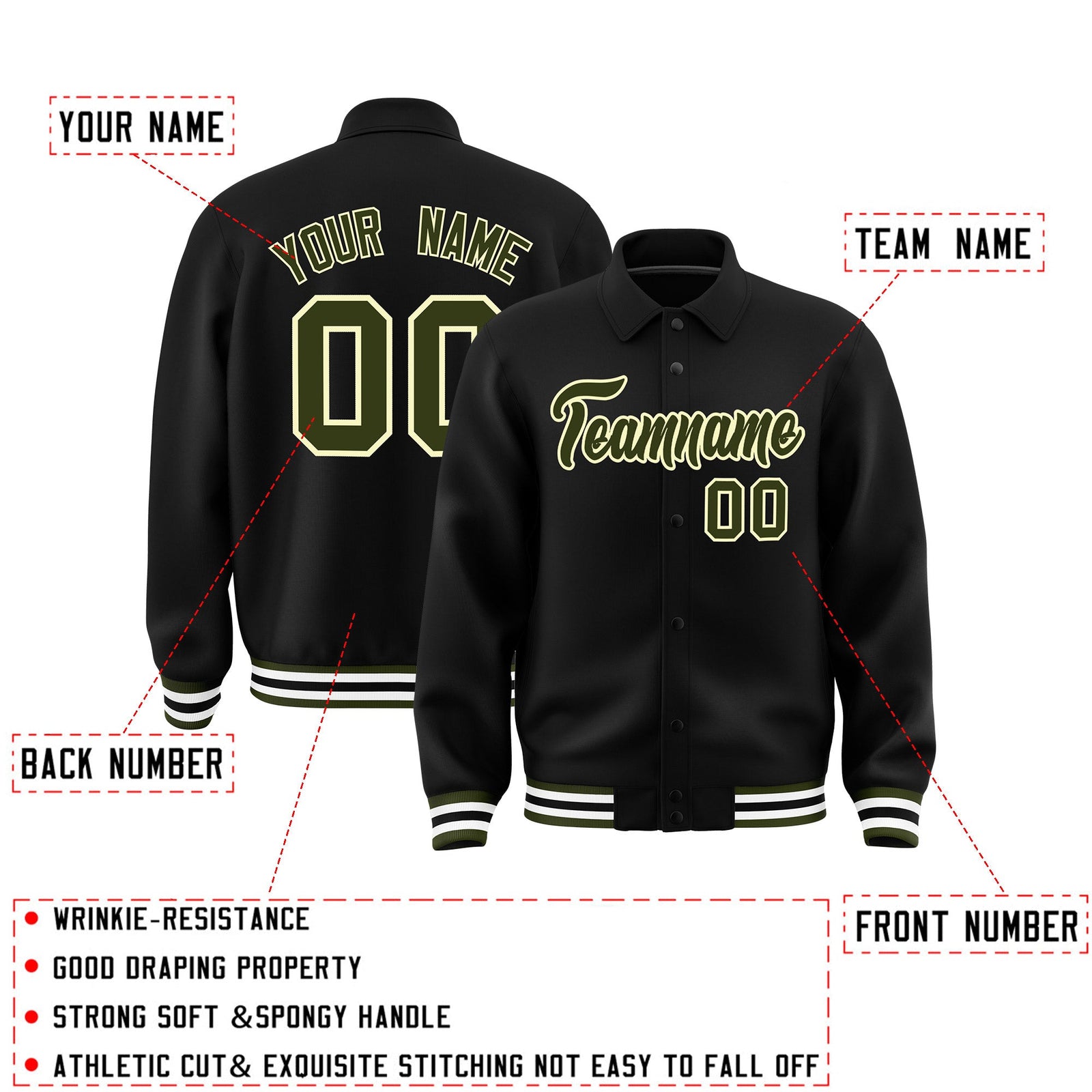 Personalised collared jacket customisation guide - names, numbers and team logos - Style 3 | KXKSHOP