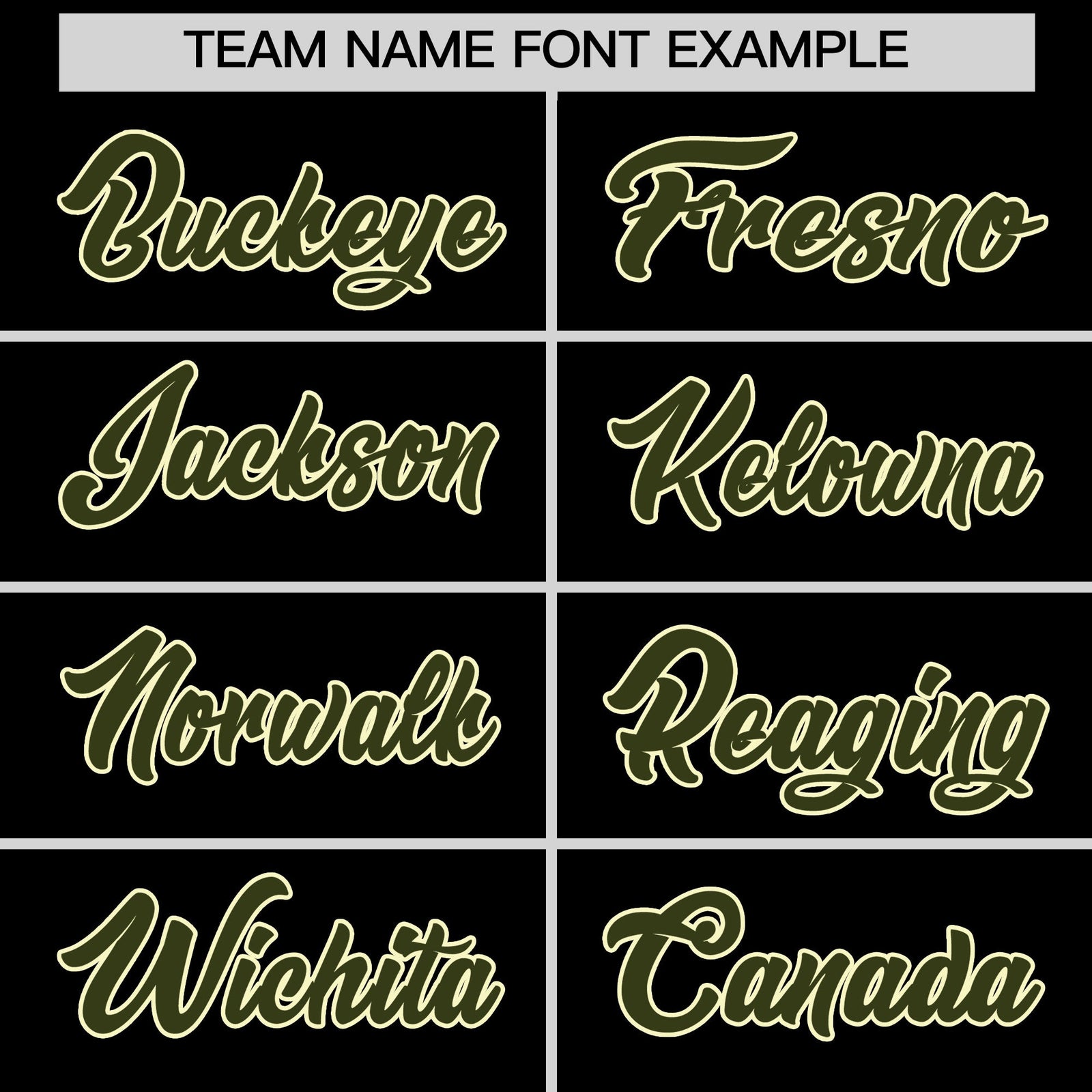 Personalised coach jacket team name lettering and font examples - Style 3 | KXKSHOP