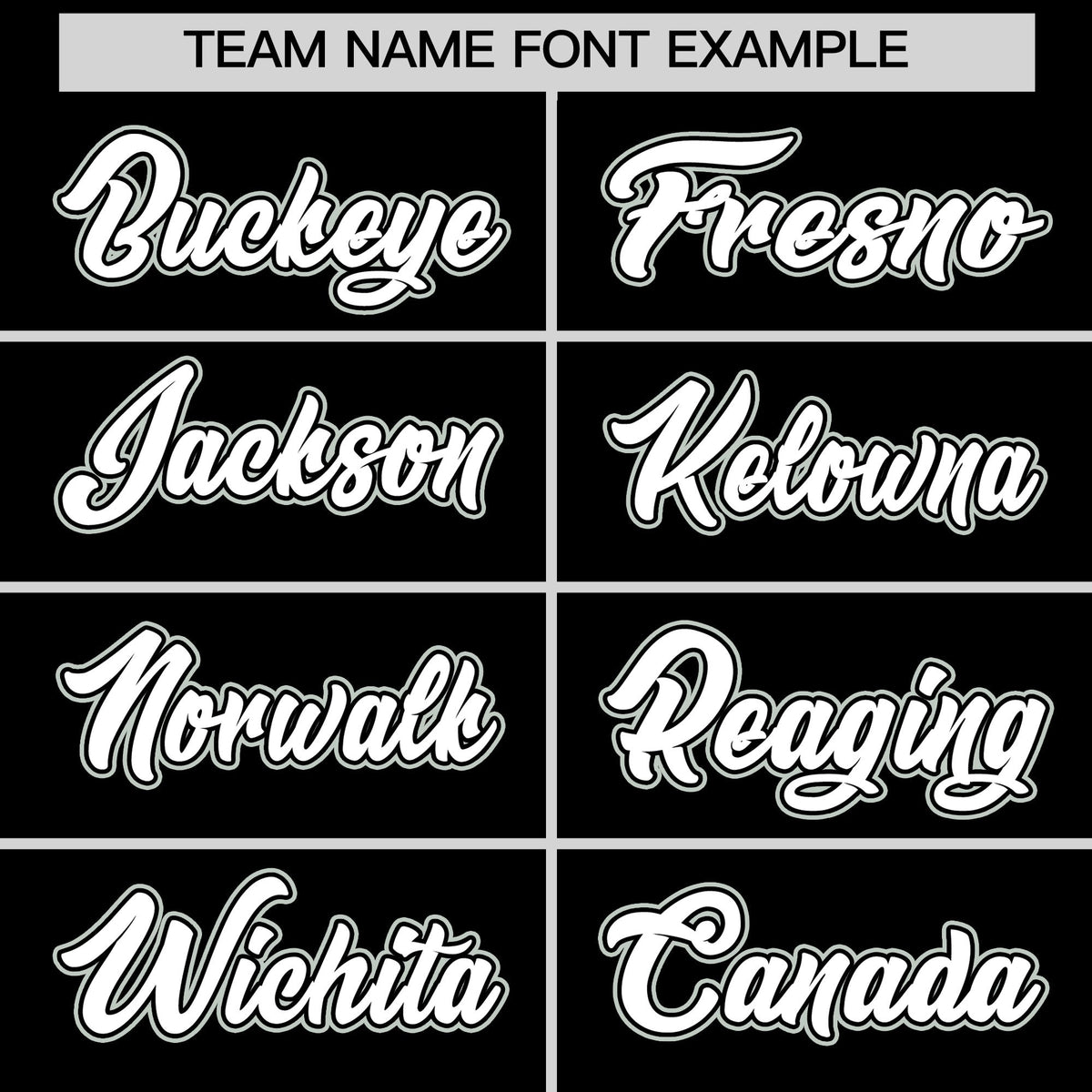 Personalised coach jacket team name lettering and font examples - Style 3 | KXKSHOP