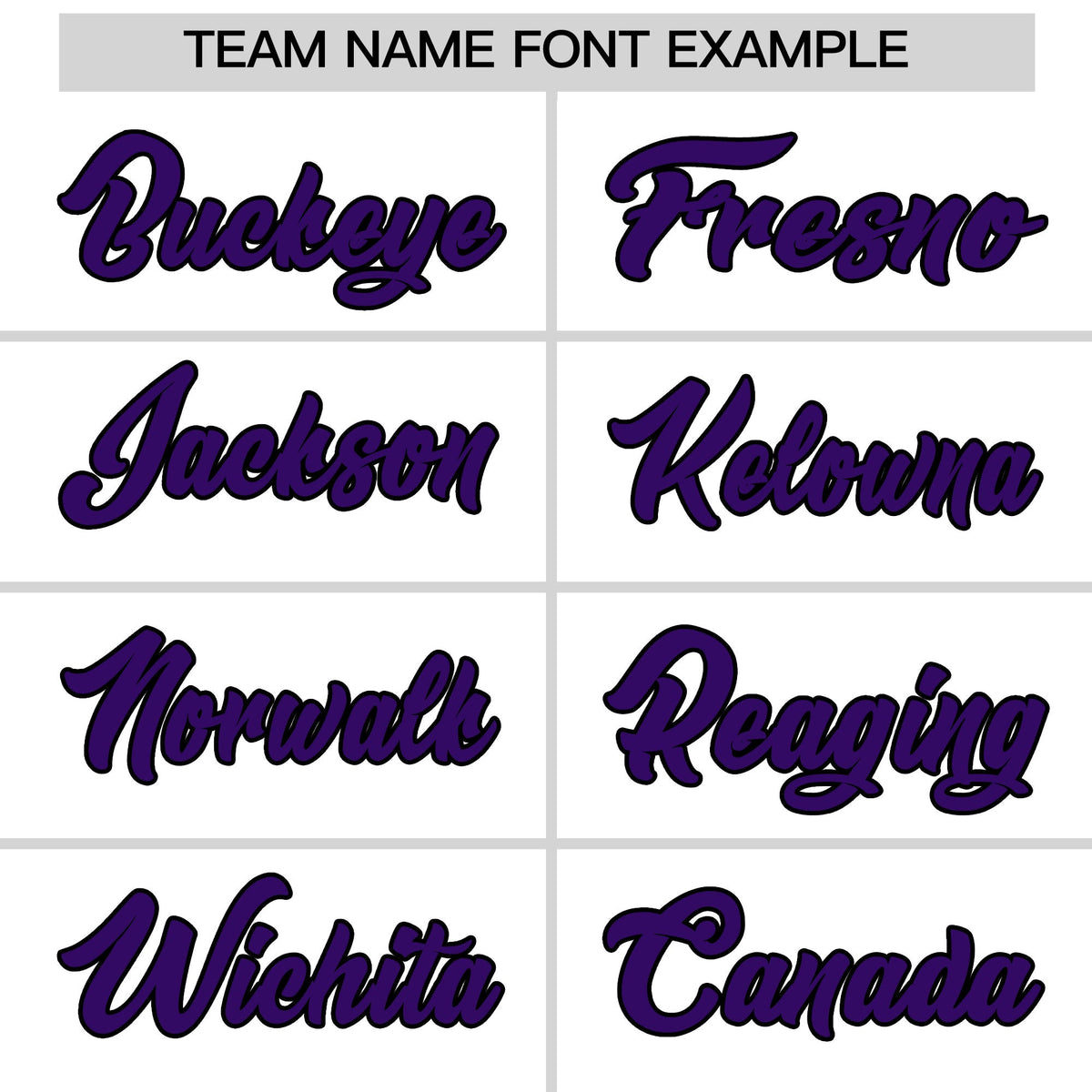 Personalised coach jacket team name lettering and font examples - Style 3 | KXKSHOP