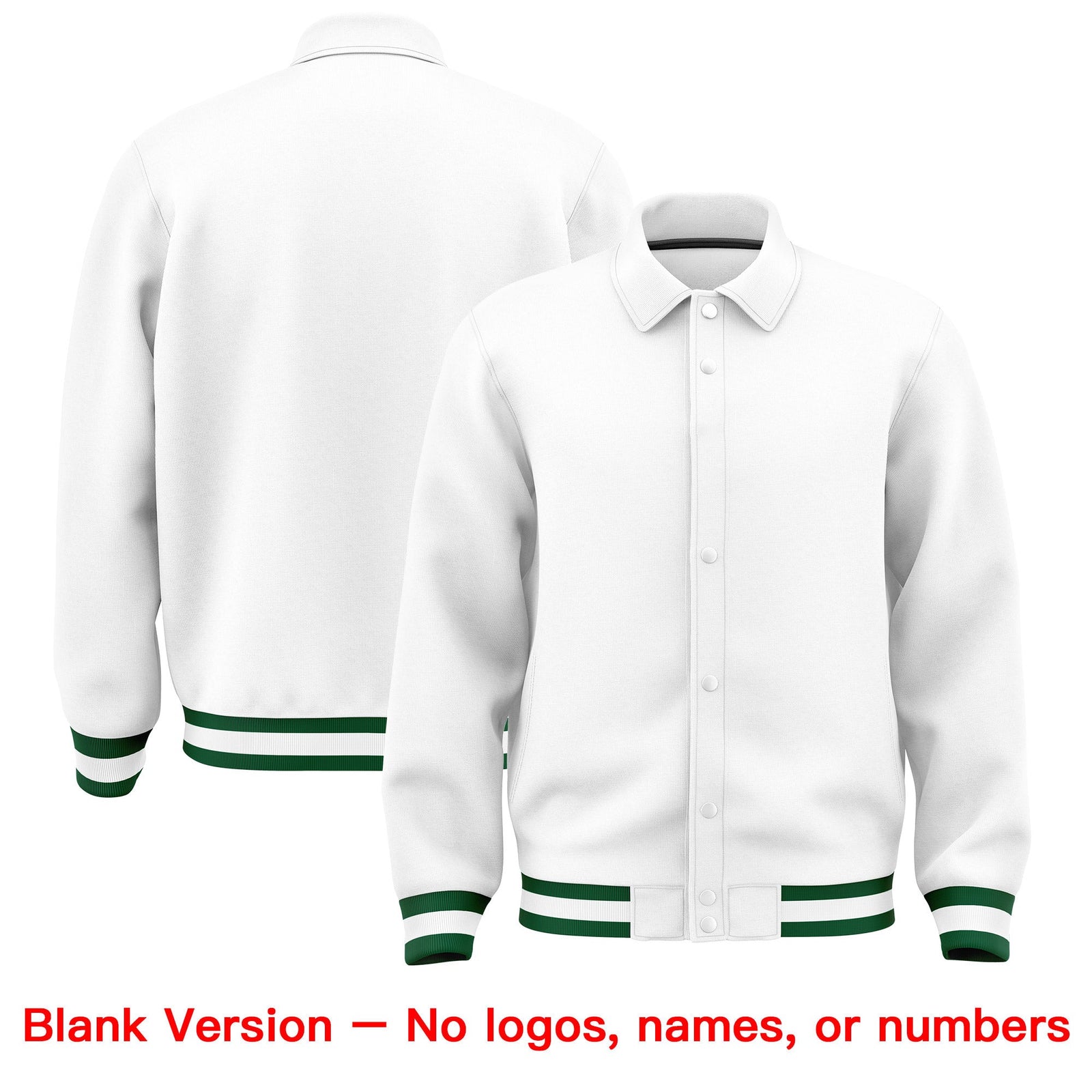 Custom White, Green, Pink collared coach jacket blank template - no names or numbers - Style 3 | KXKSHOP