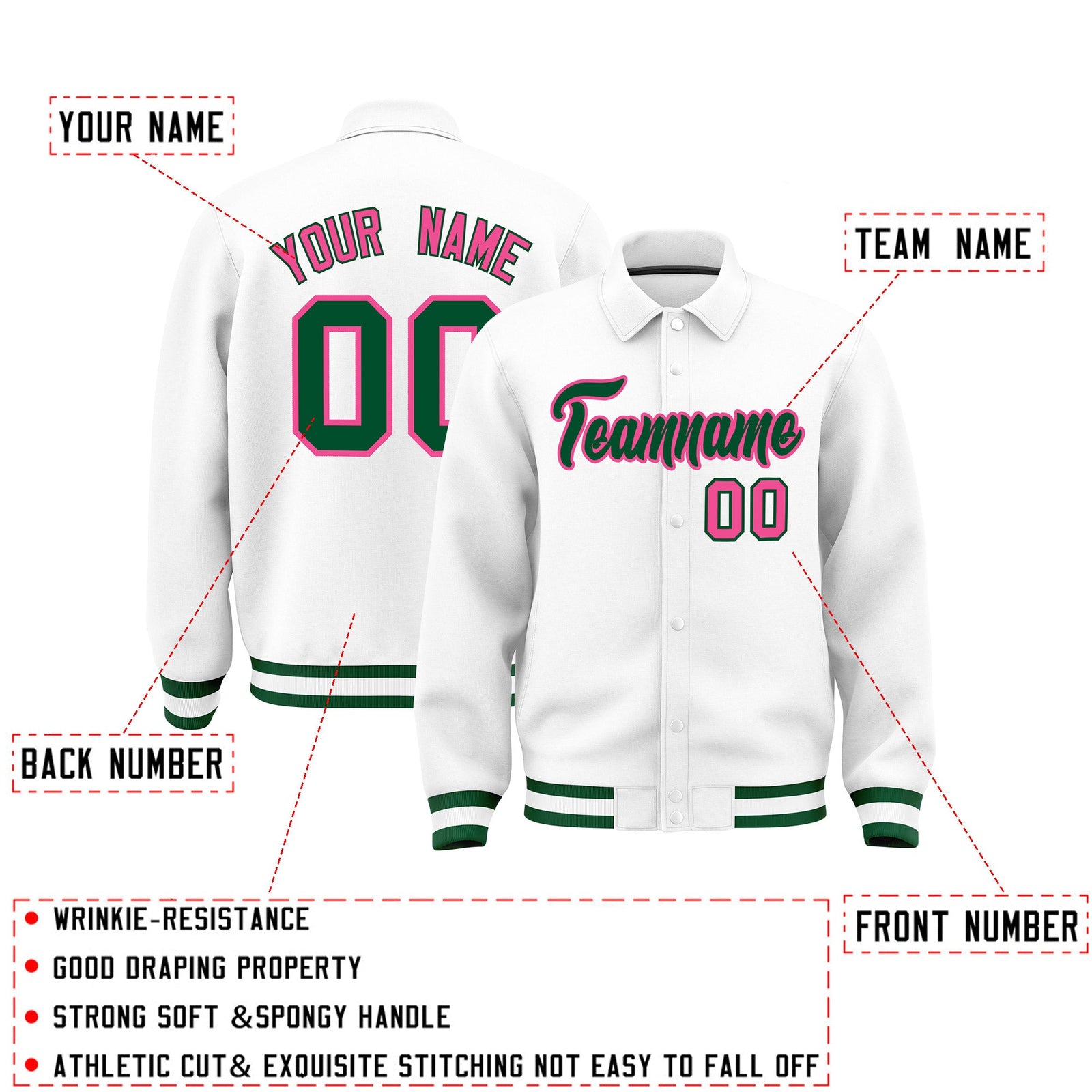 Personalised collared jacket customisation guide - names, numbers and team logos - Style 3 | KXKSHOP