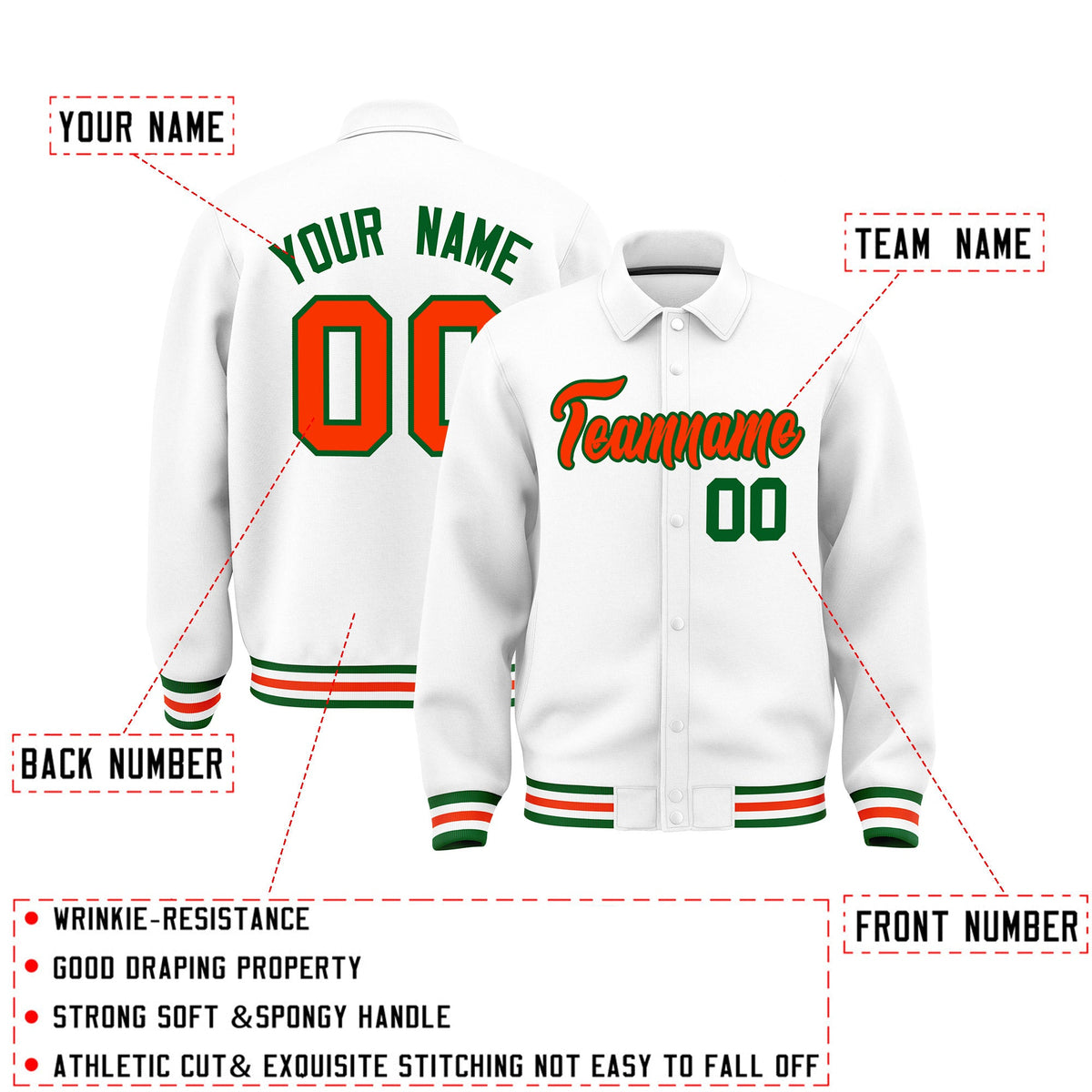 Personalised collared jacket customisation guide - names, numbers and team logos - Style 3 | KXKSHOP