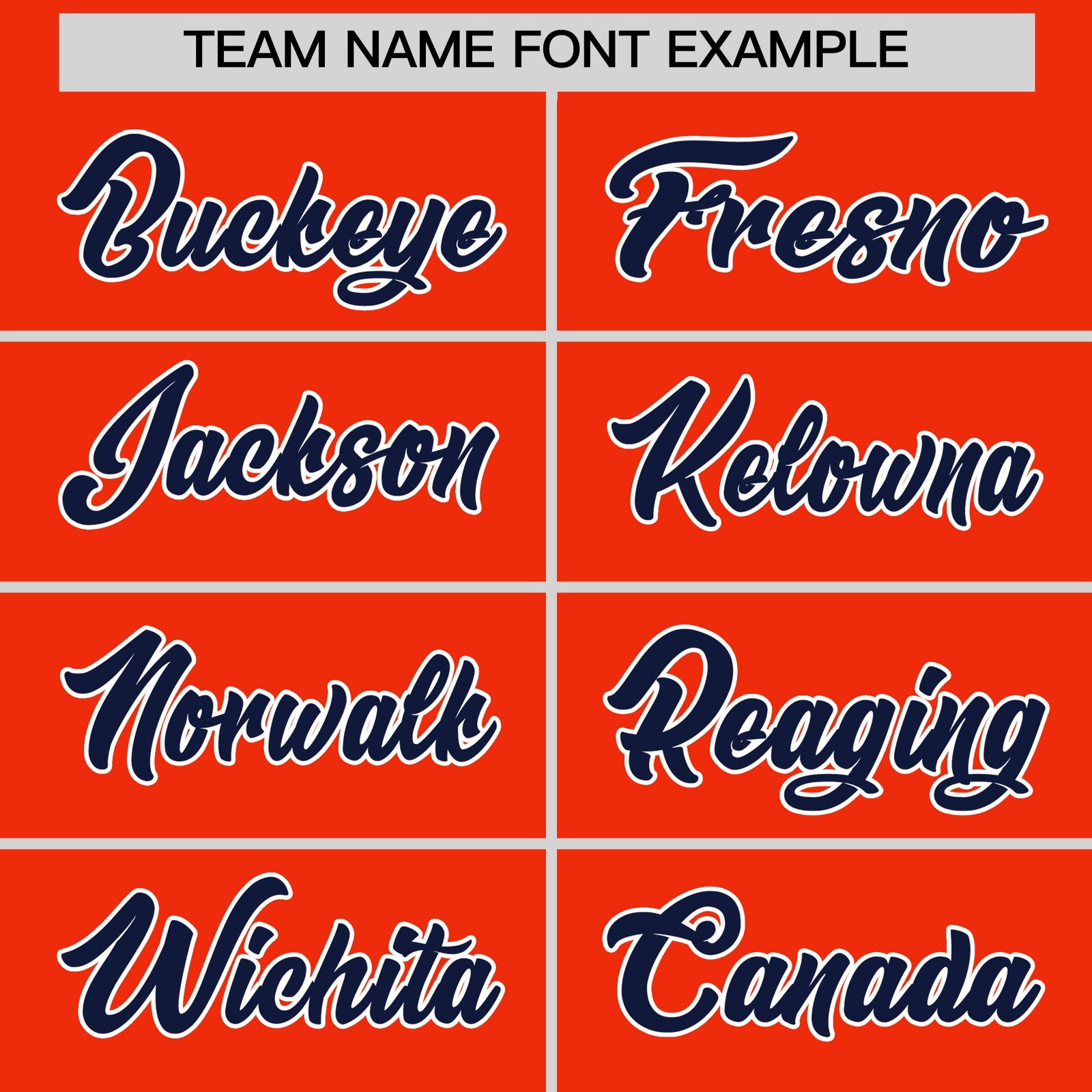 Personalised coach jacket team name lettering and font examples - Style 3 | KXKSHOP