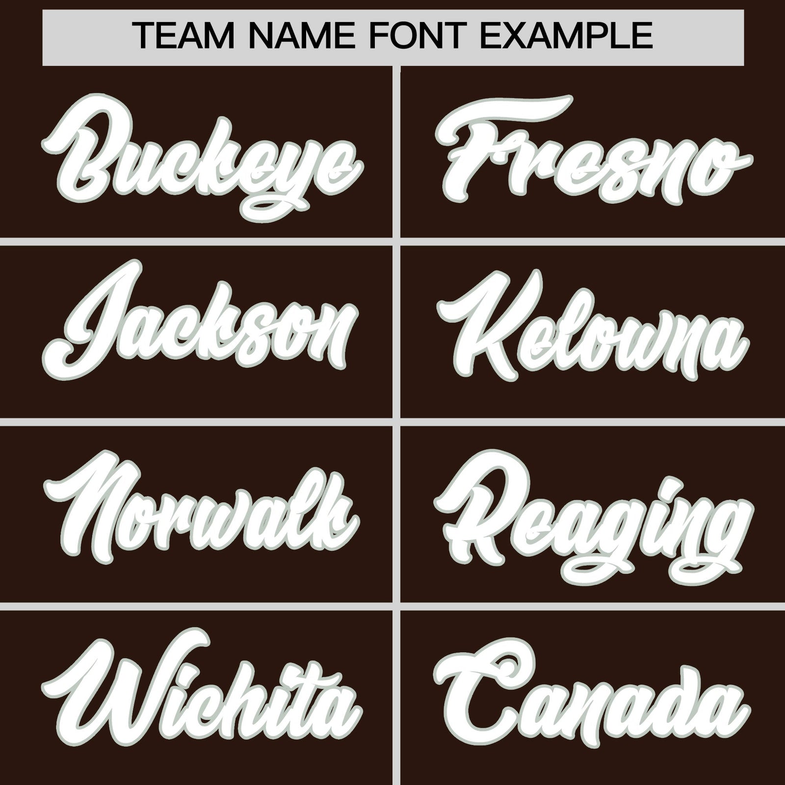 Personalised coach jacket team name lettering and font examples - Style 3 | KXKSHOP