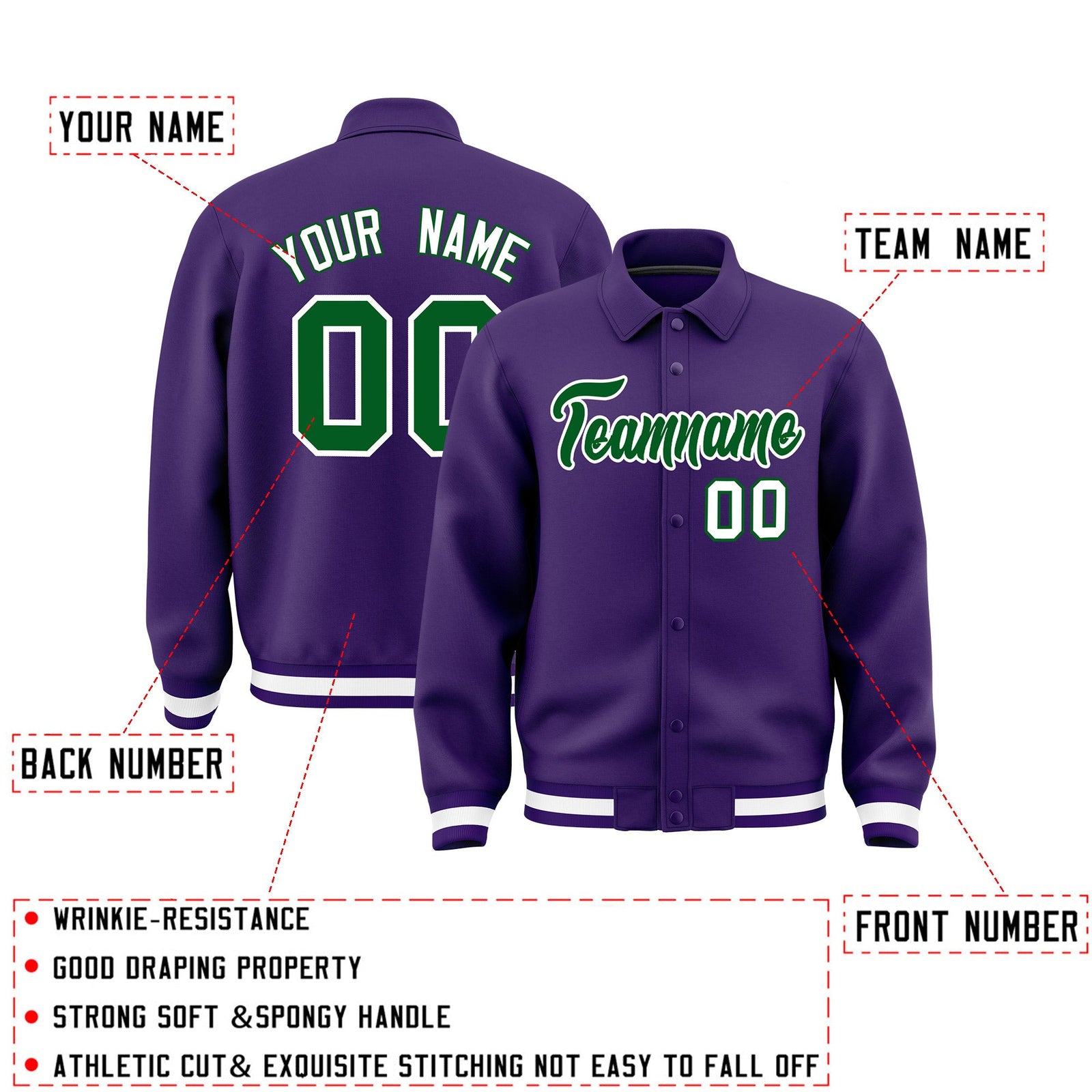 Personalised collared jacket customisation guide - names, numbers and team logos - Style 3 | KXKSHOP