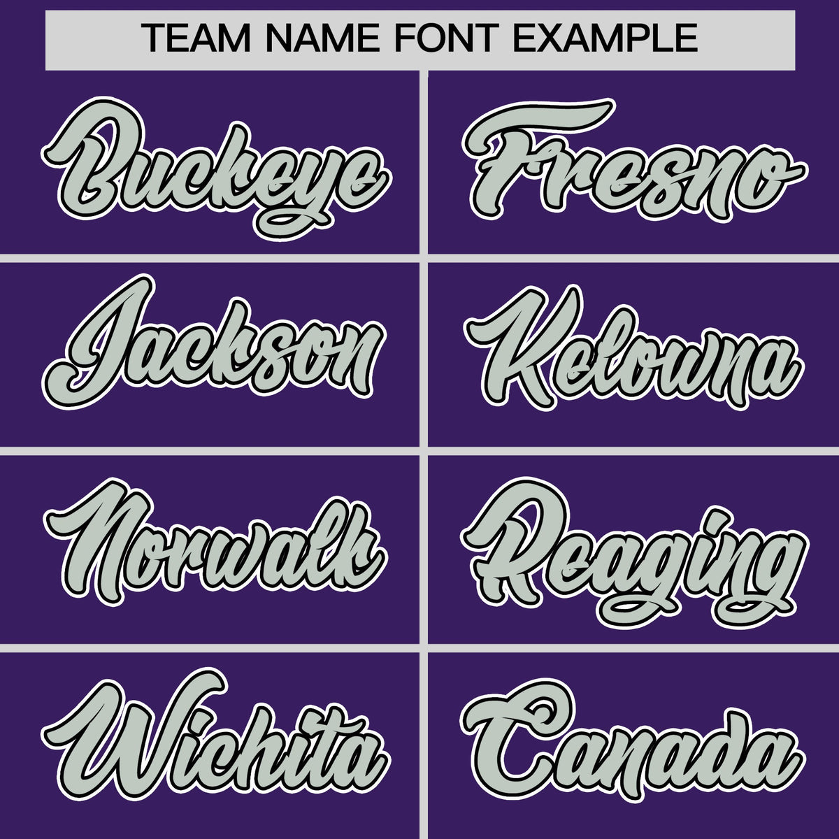 Personalised coach jacket team name lettering and font examples - Style 3 | KXKSHOP