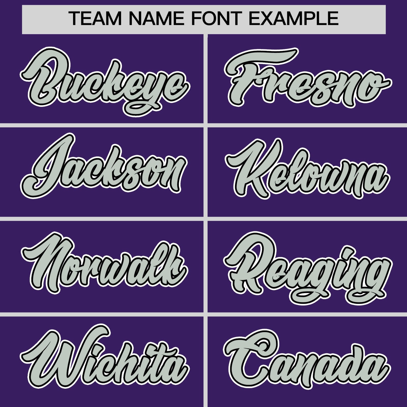 Personalised coach jacket team name lettering and font examples - Style 3 | KXKSHOP