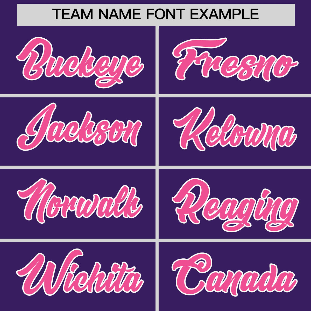 Personalised coach jacket team name lettering and font examples - Style 3 | KXKSHOP