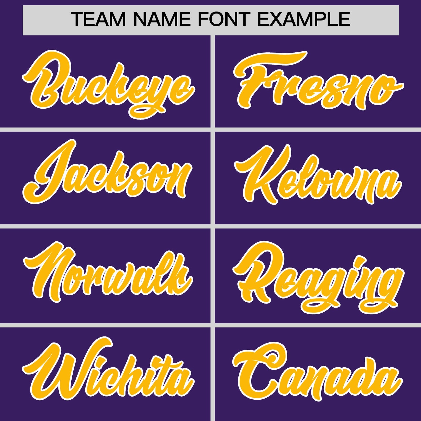Personalised coach jacket team name lettering and font examples - Style 3 | KXKSHOP