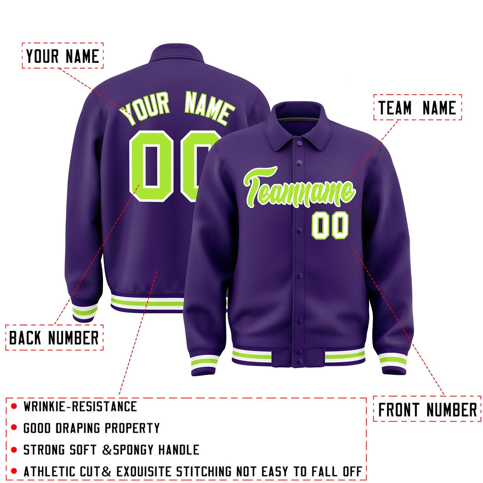 Personalised collared jacket customisation guide - names, numbers and team logos - Style 3 | KXKSHOP