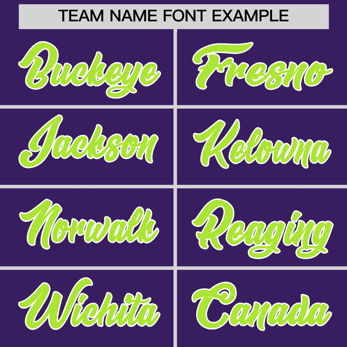 Personalised coach jacket team name lettering and font examples - Style 3 | KXKSHOP
