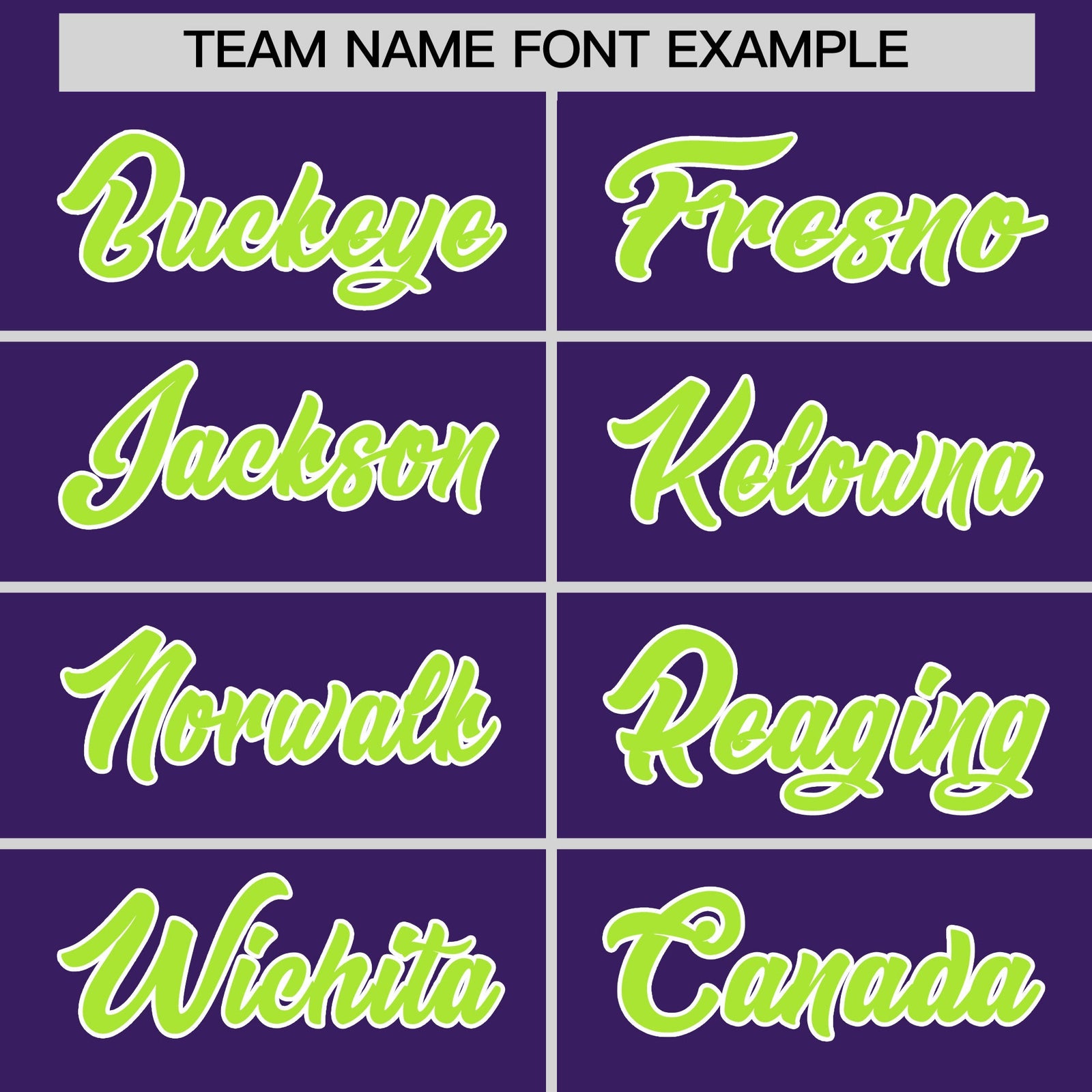 Personalised coach jacket team name lettering and font examples - Style 3 | KXKSHOP