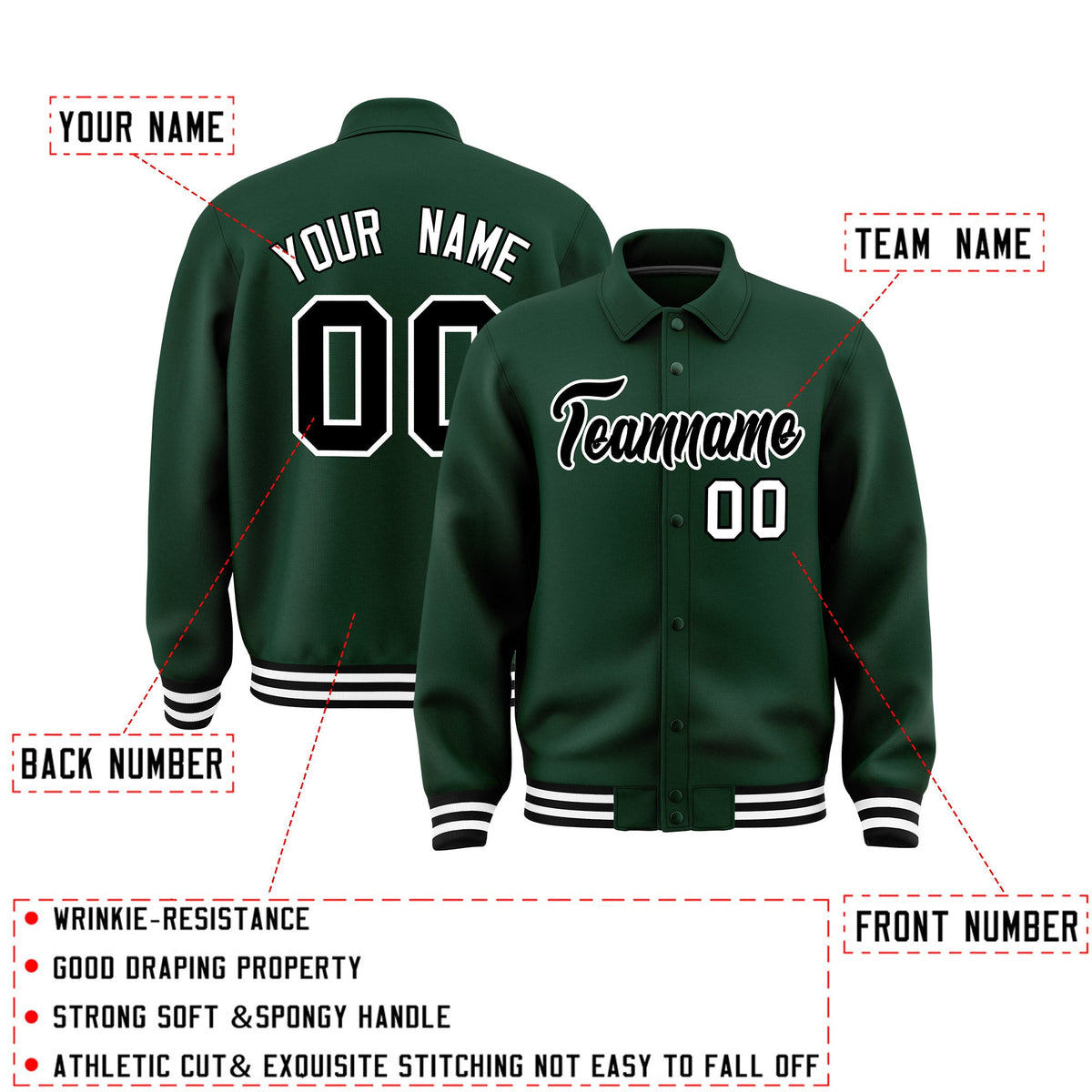 Personalised collared jacket customisation guide - names, numbers and team logos - Style 3 | KXKSHOP