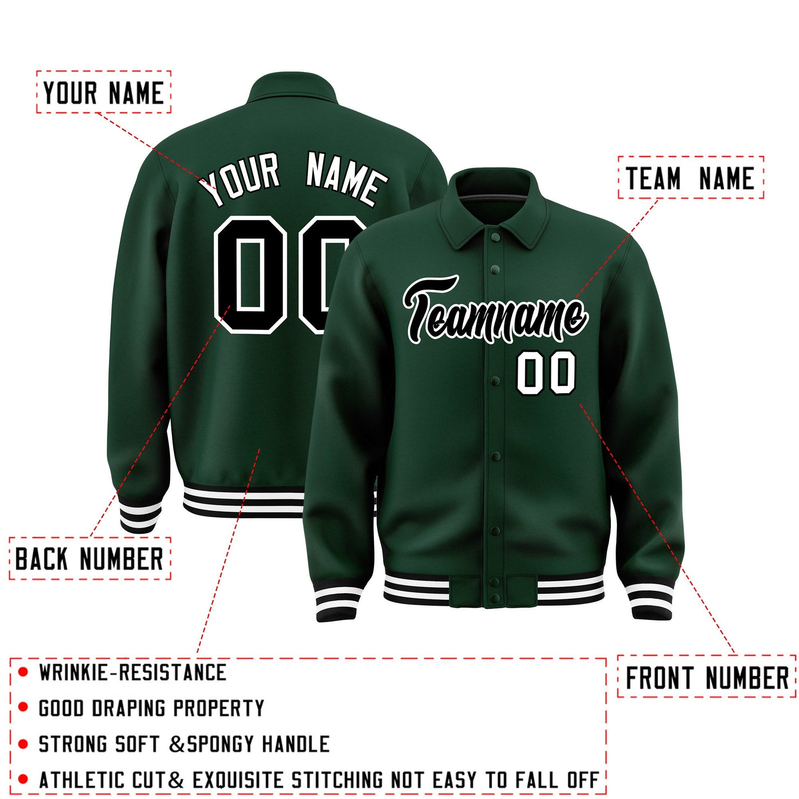 Personalised collared jacket customisation guide - names, numbers and team logos - Style 3 | KXKSHOP