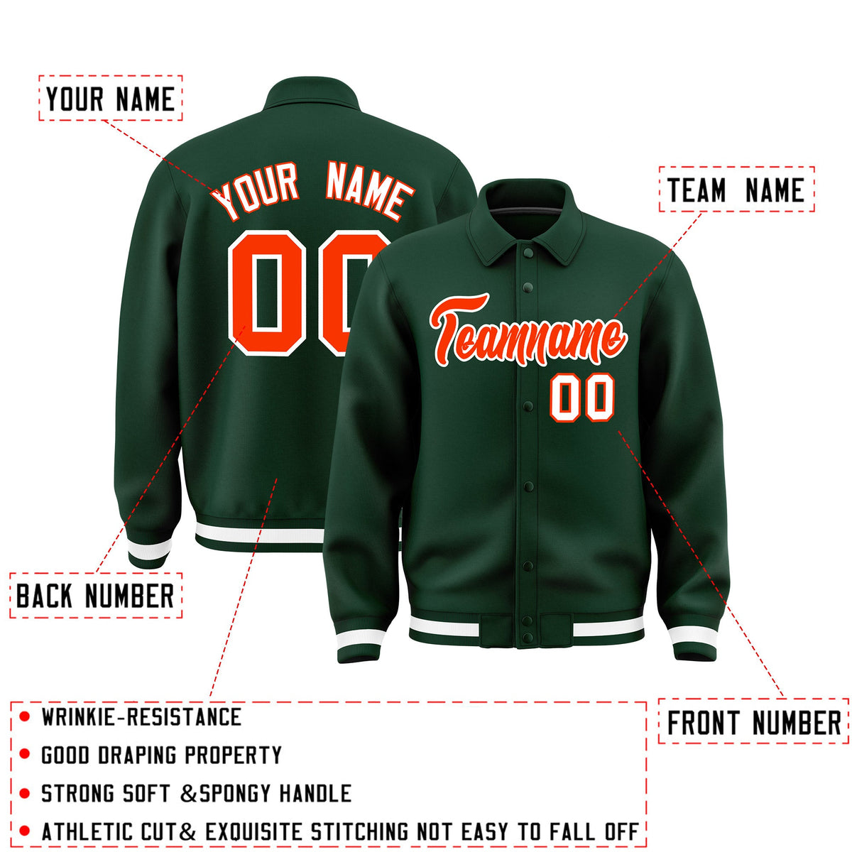 Personalised collared jacket customisation guide - names, numbers and team logos - Style 3 | KXKSHOP
