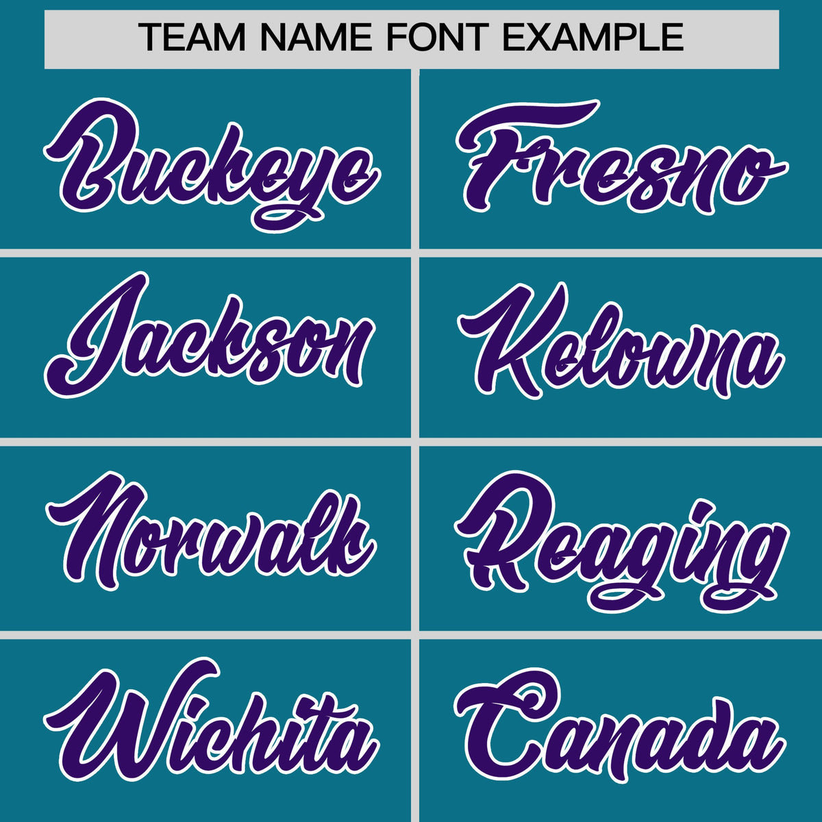 Personalised coach jacket team name lettering and font examples - Style 3 | KXKSHOP