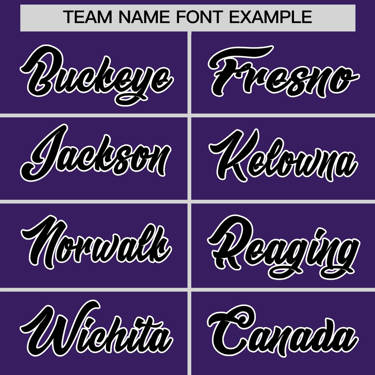 Personalised coach jacket team name lettering and font examples - Style 3 | KXKSHOP