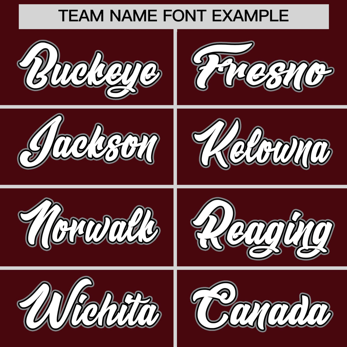 Personalised coach jacket team name lettering and font examples - Style 3 | KXKSHOP