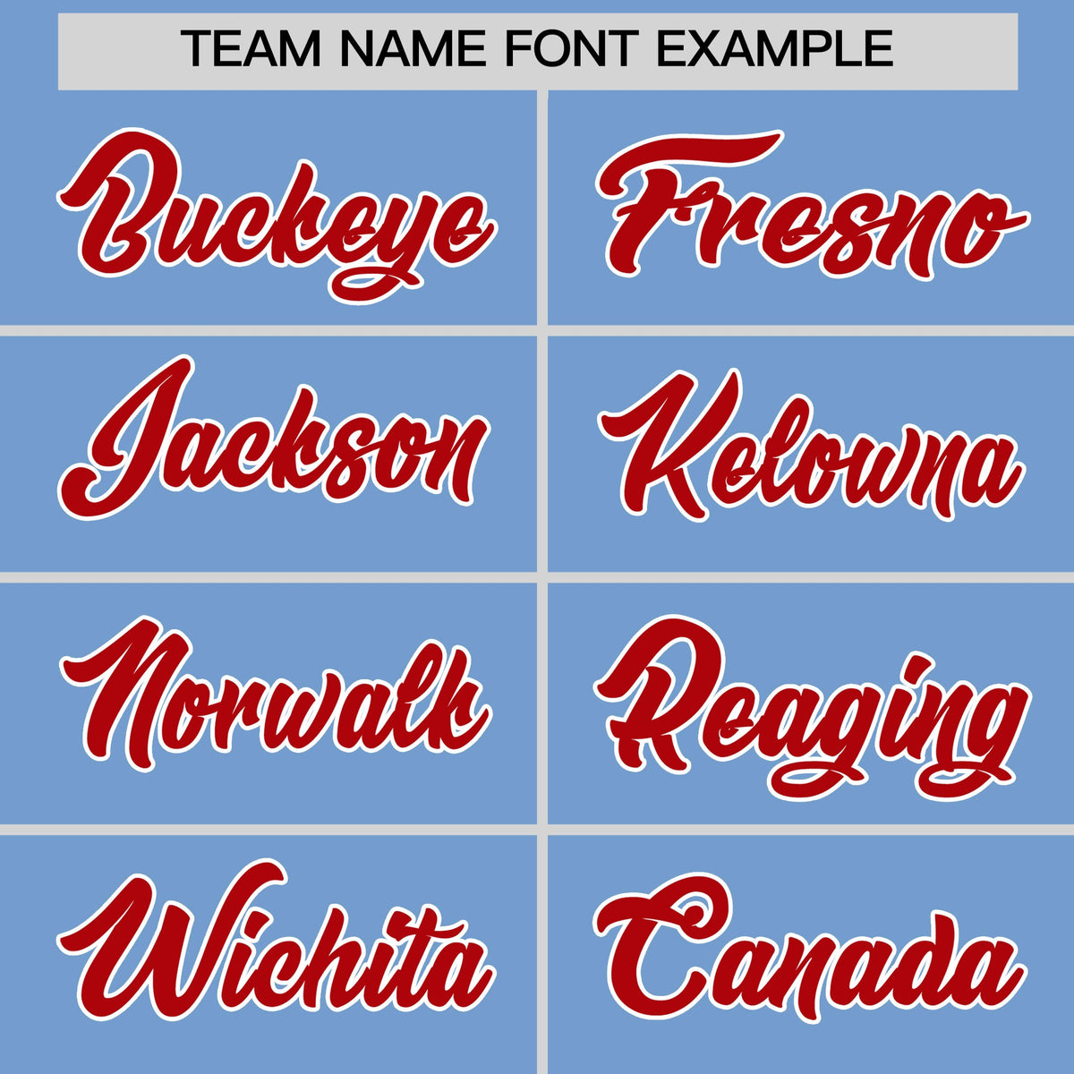 Personalised coach jacket team name lettering and font examples - Style 3 | KXKSHOP