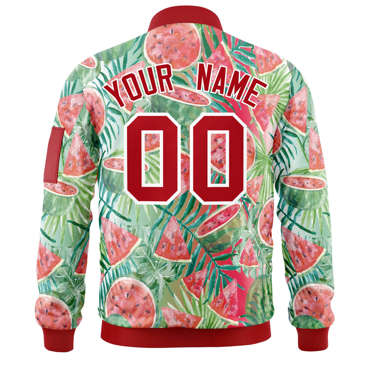Custom Red Varsity Full-Zip Hawaii Letterman Bomber Jacket