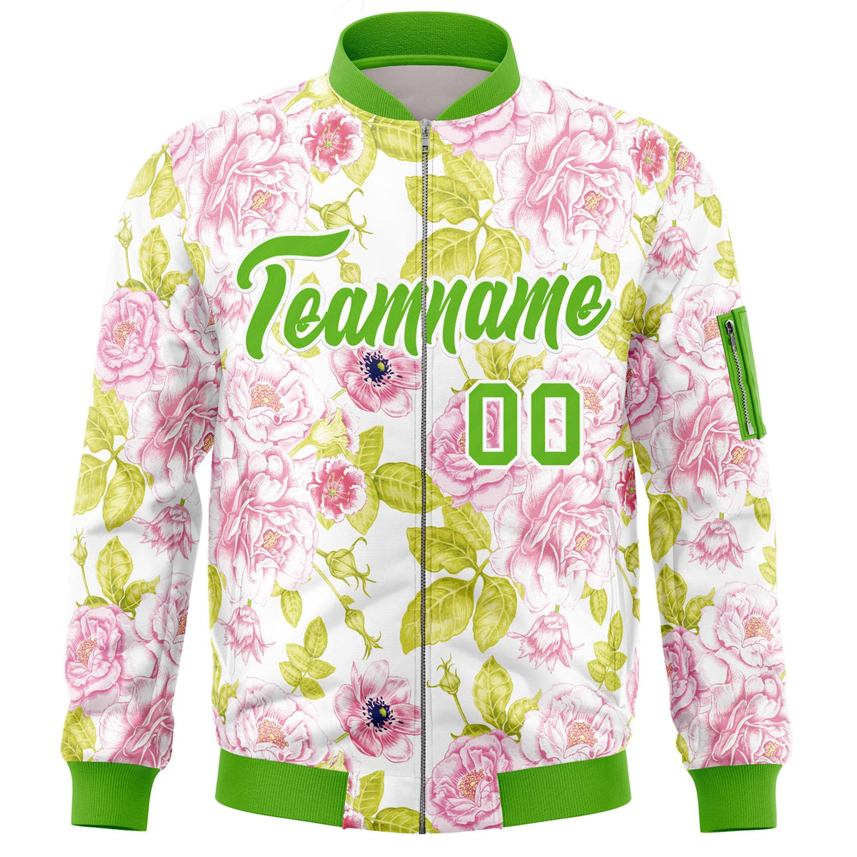 Custom Green Varsity Full-Zip Hawaii Letterman Bomber Jacket