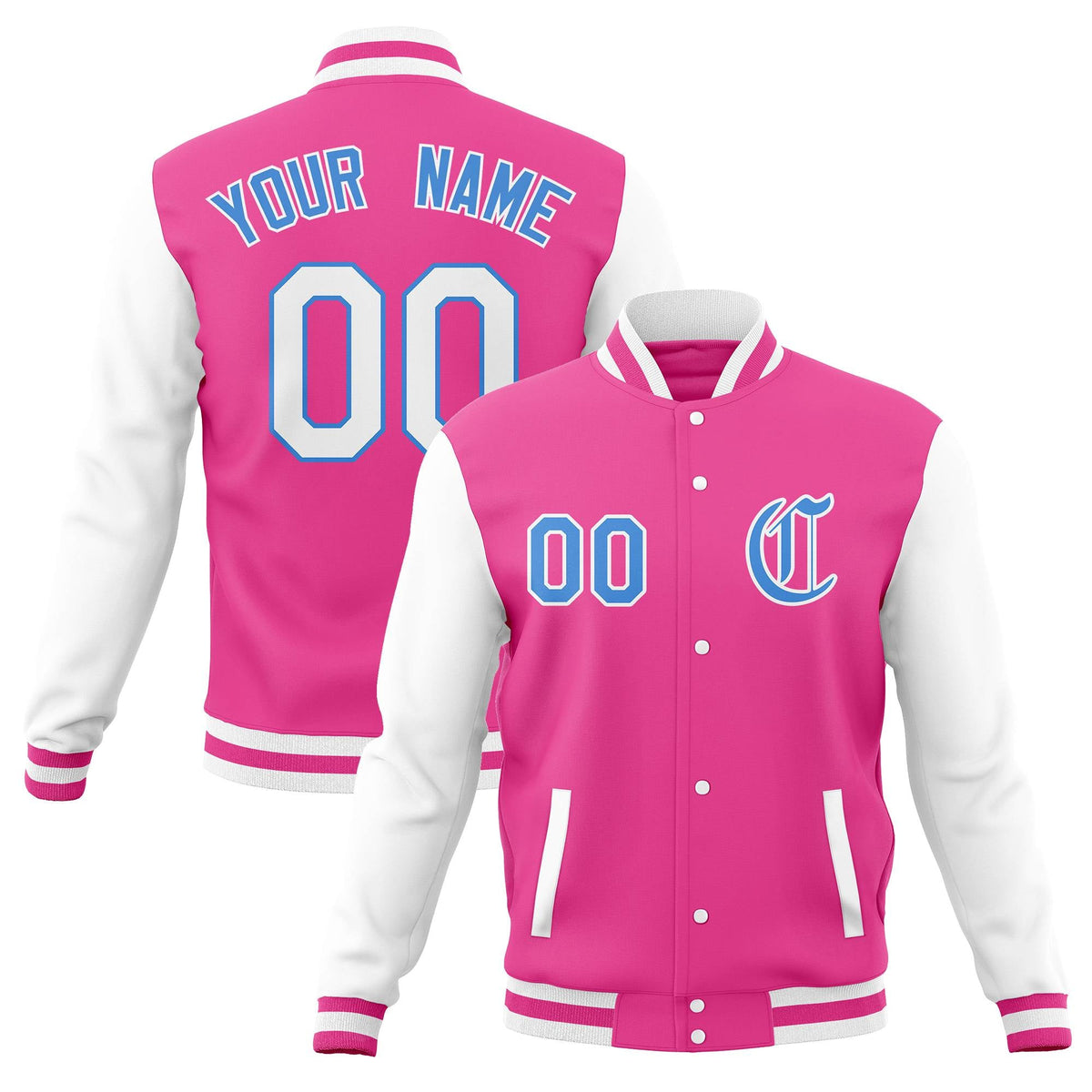 Custom Varsity Letterman Jackets Personalized Baseball Coats Full-Snap with Raglan Sleeves