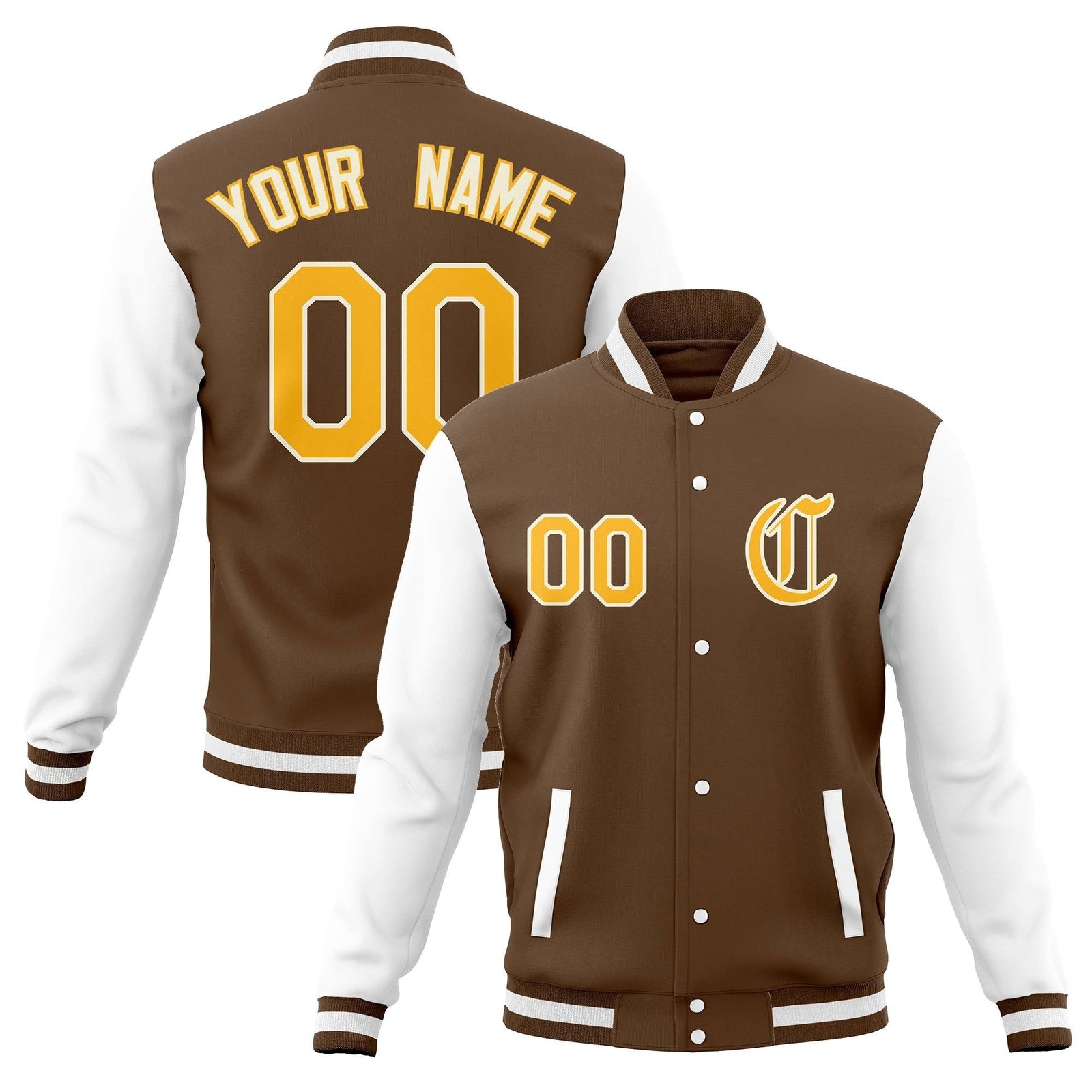 Custom Varsity Letterman Jackets Personalized Baseball Coats Full-Snap with Raglan Sleeves
