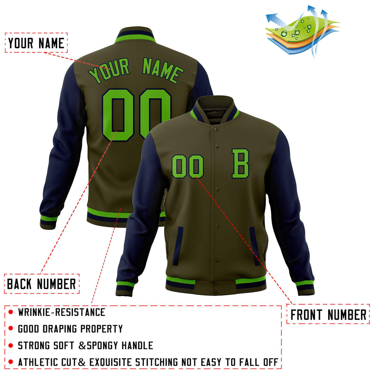 Custom Full-Snap Baseball Coats Crafted Varsity Letterman Jackets