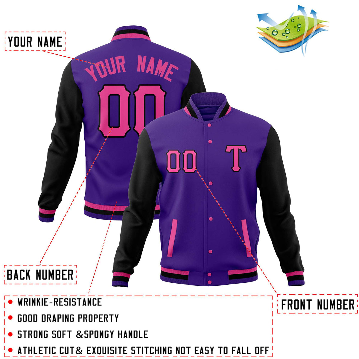 Custom Full-Snap Casual Baseball Coats Varsity Letterman Jackets