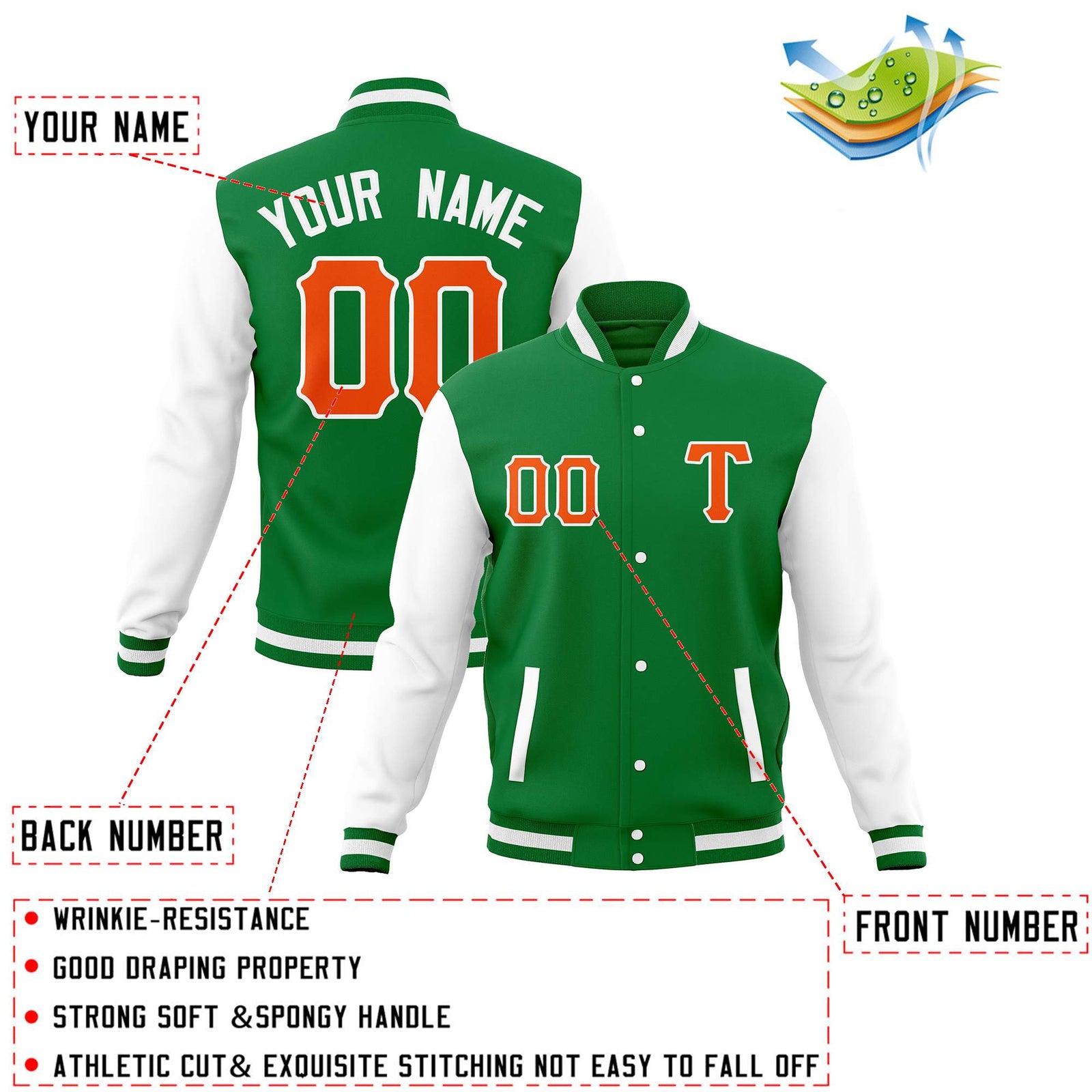 Custom Full-Snap Casual Baseball Coats Varsity Letterman Jackets