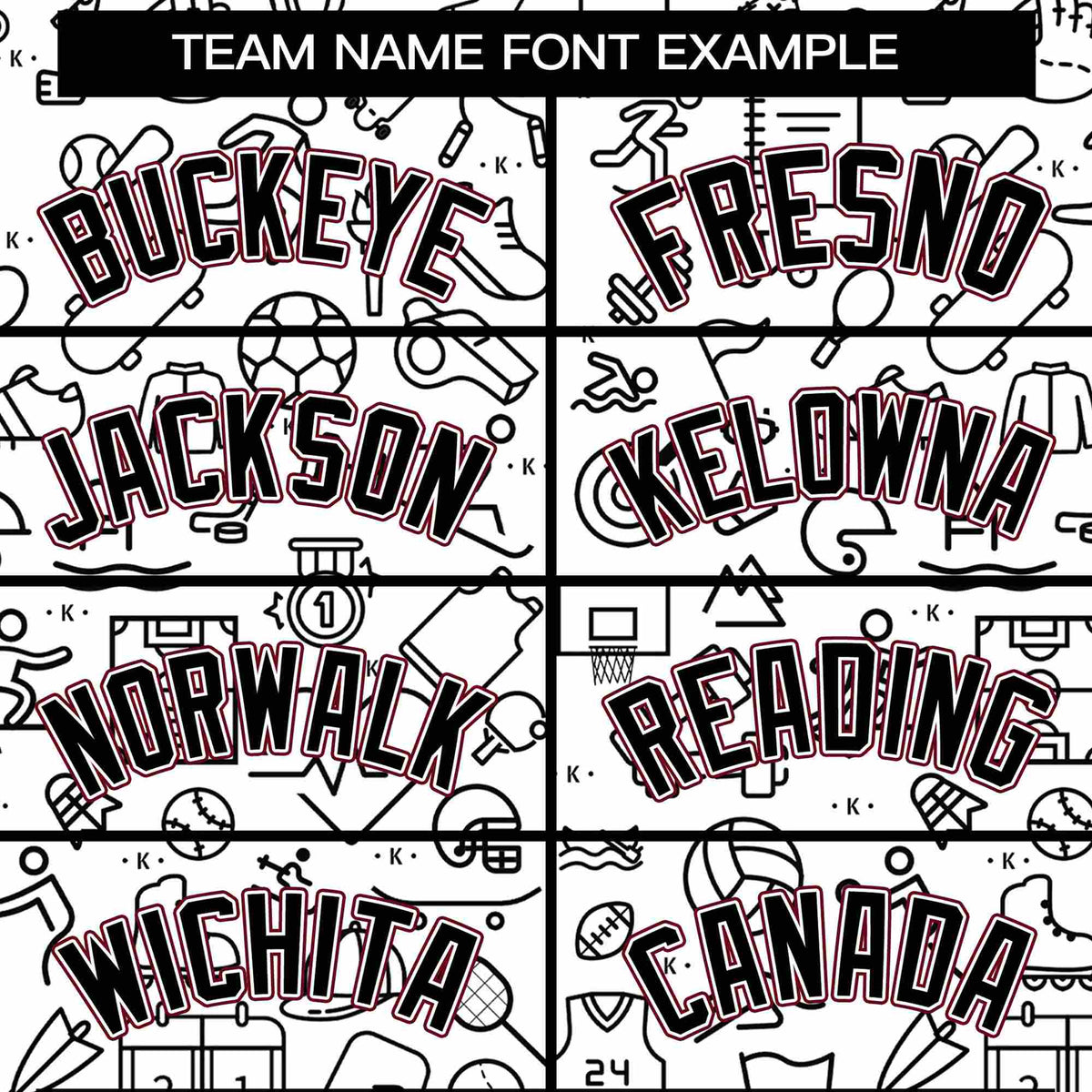 Custom White Crimson-Black Line Graffiti Pattern Varsity Raglan Sleeves Letterman Baseball Jacket