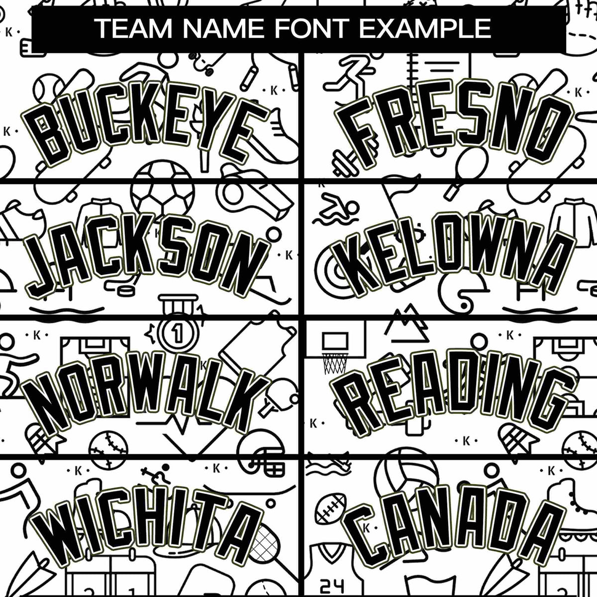 Custom White Olive-Black Line Graffiti Pattern Varsity Raglan Sleeves Letterman Baseball Jacket