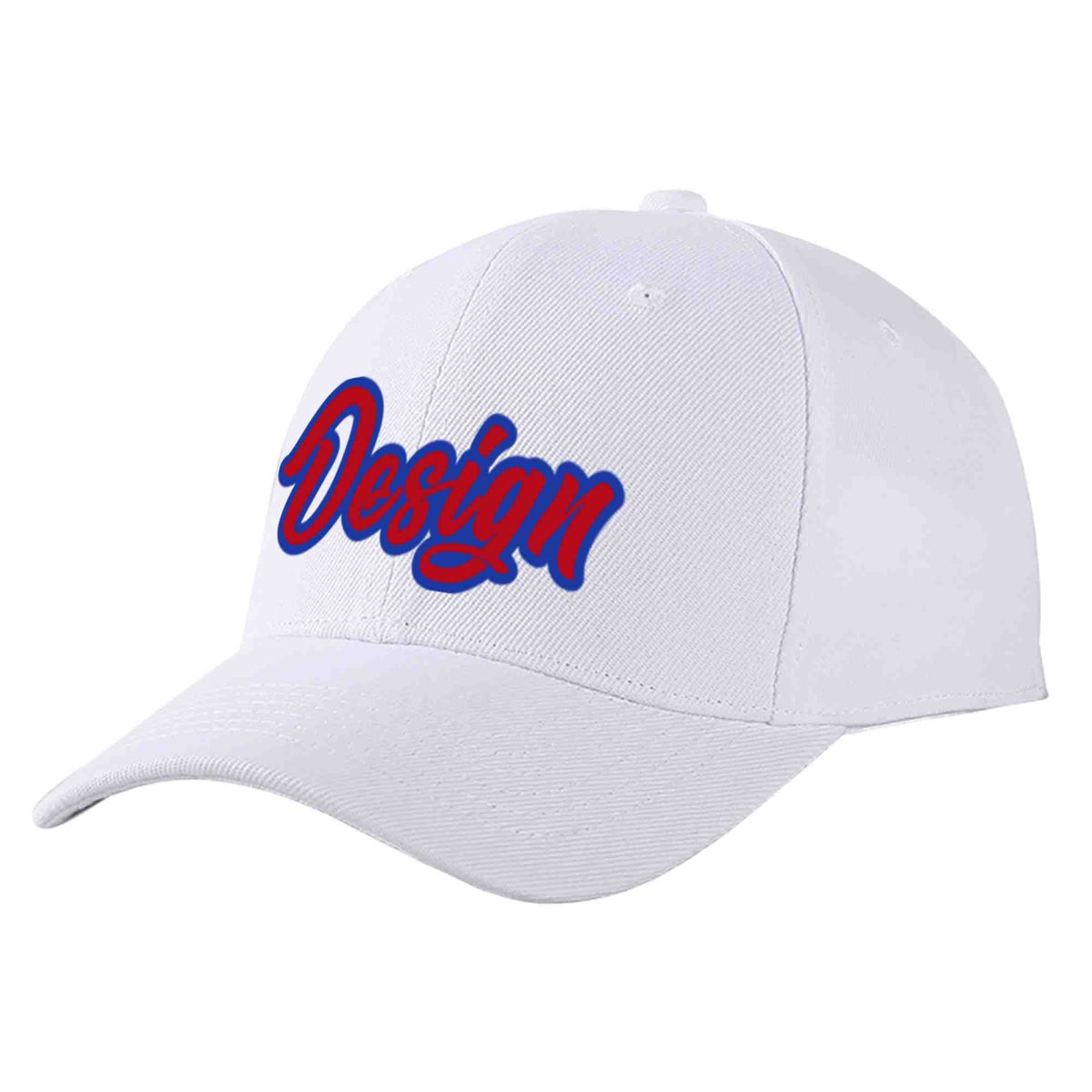 Custom White Red-Royal Curved Eaves Sport Design Baseball Cap