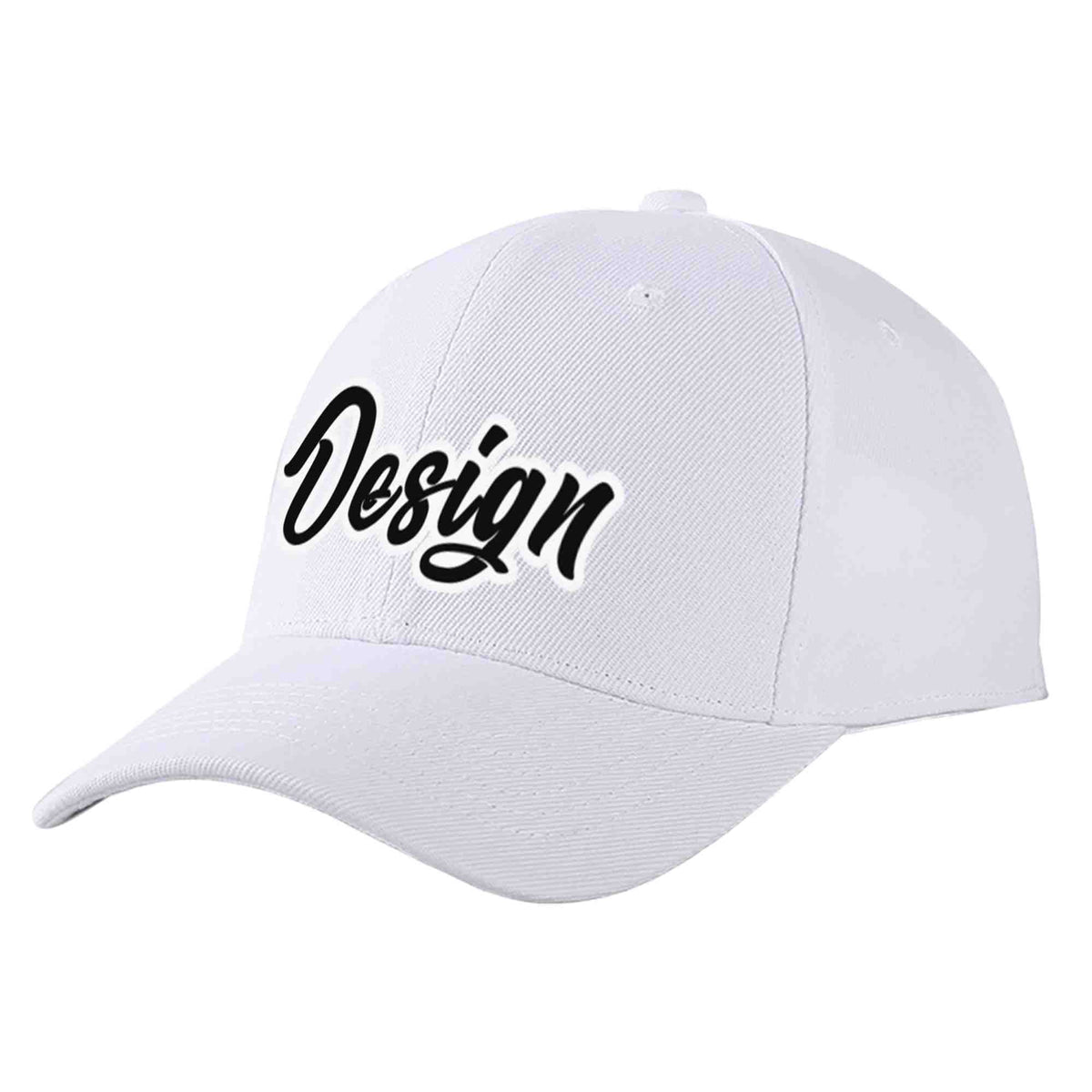 Custom White Black-White Curved Eaves Sport Design Baseball Cap