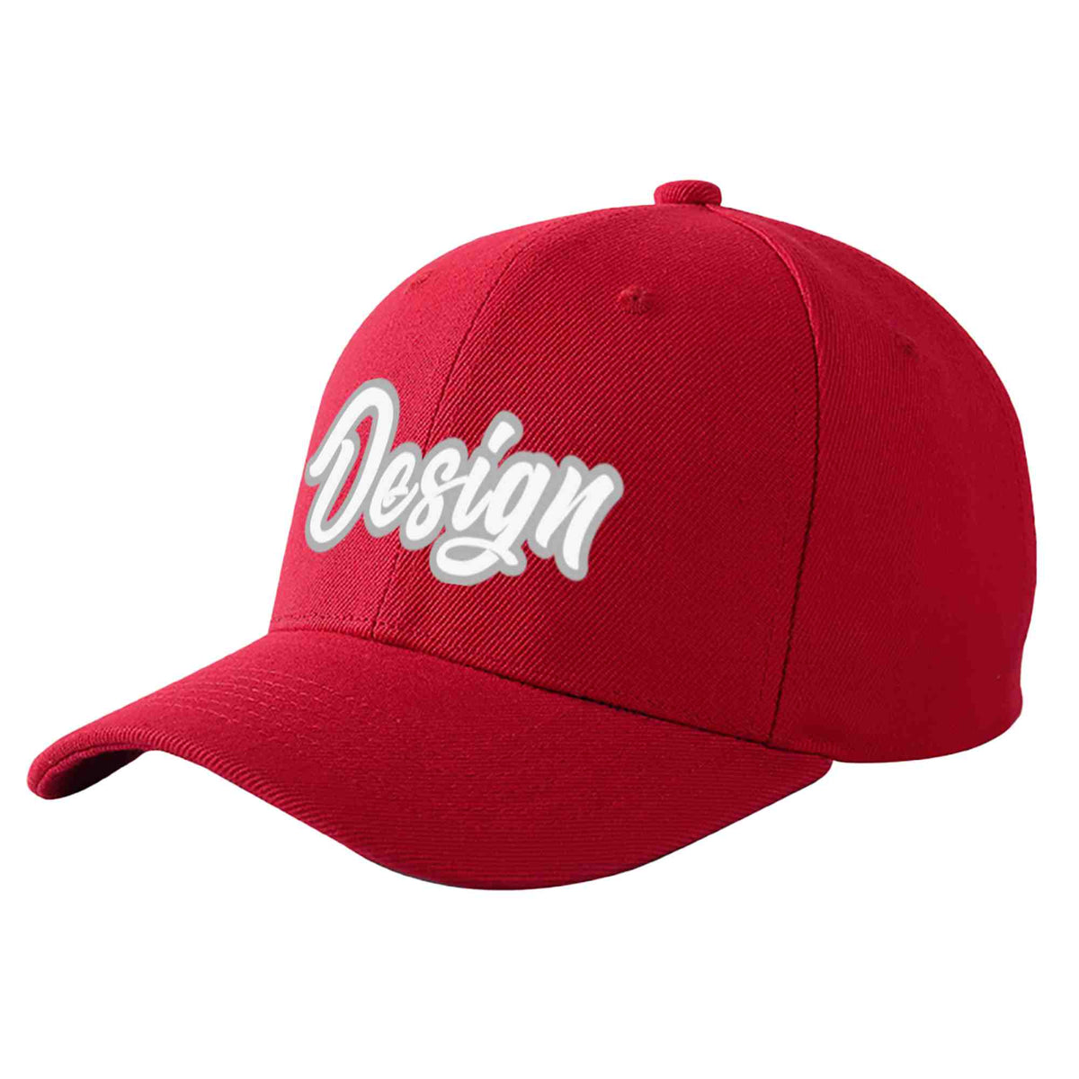 Custom Red White-Gray Curved Eaves Sport Design Baseball Cap